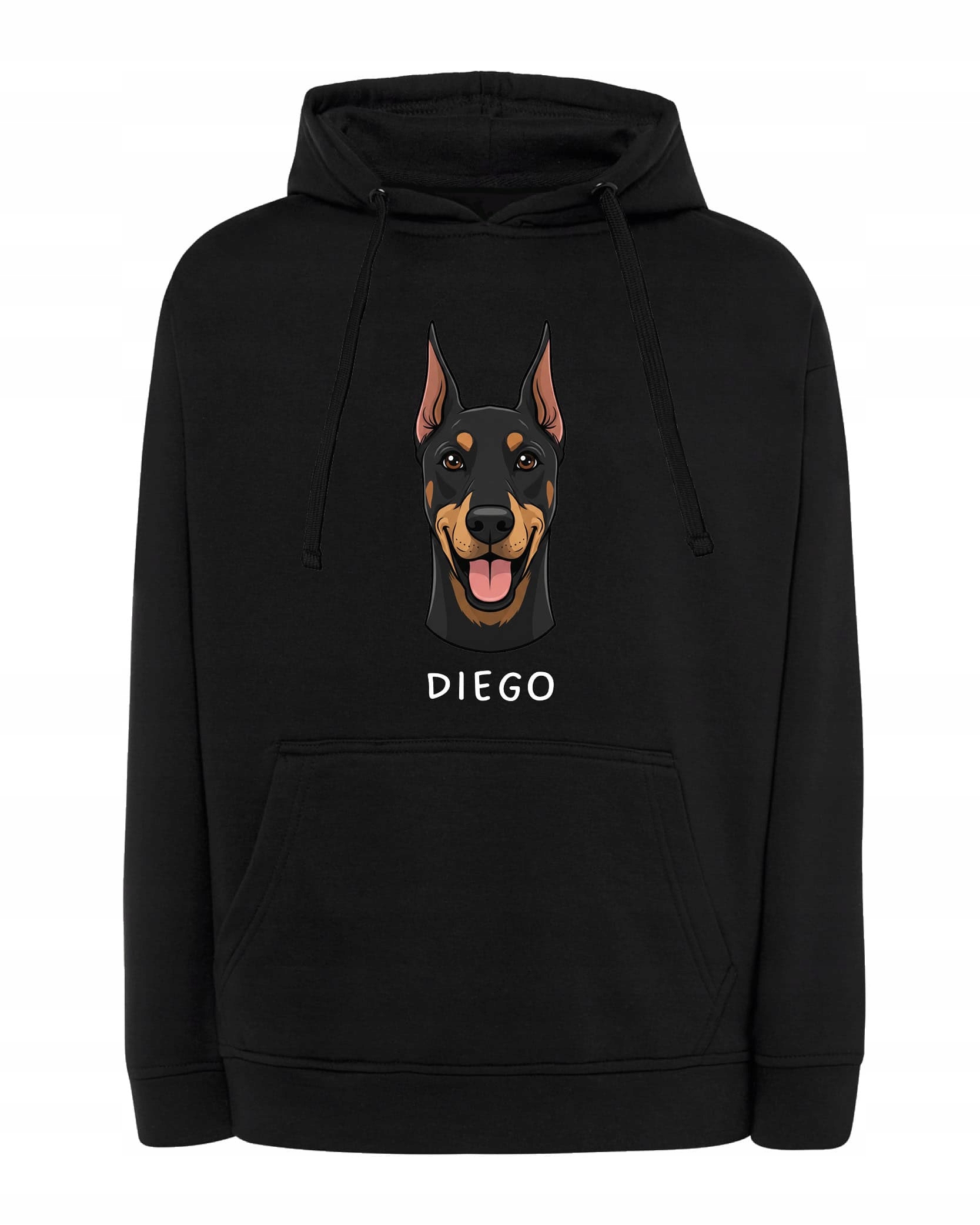 Mikina s kapucí Doberman Personalizovaná Pupil Pes Černý M