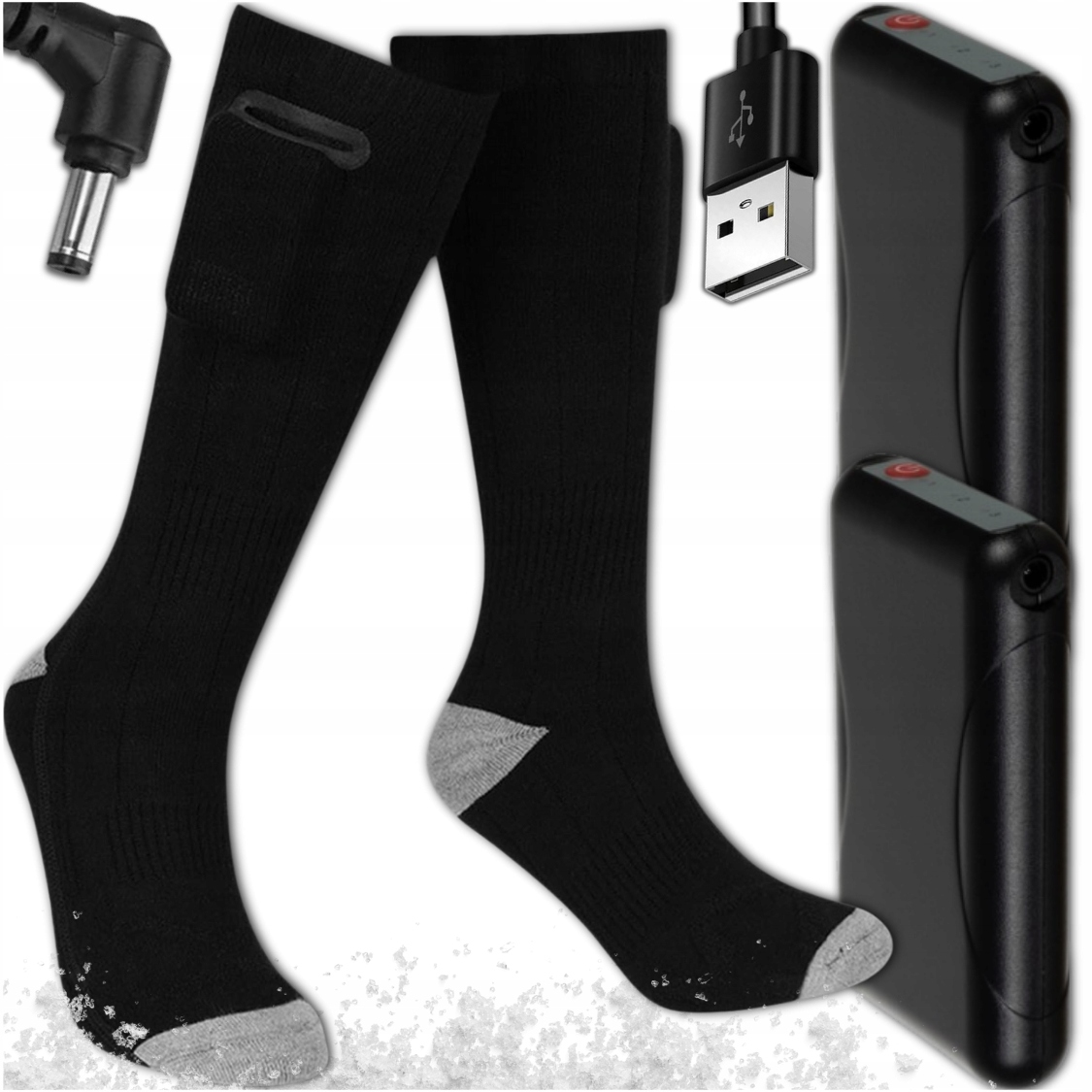 Podgrzewane Skarpetki Elektryczne Ciepłe Zimowe Grube 2x Powerbank 4000mAh