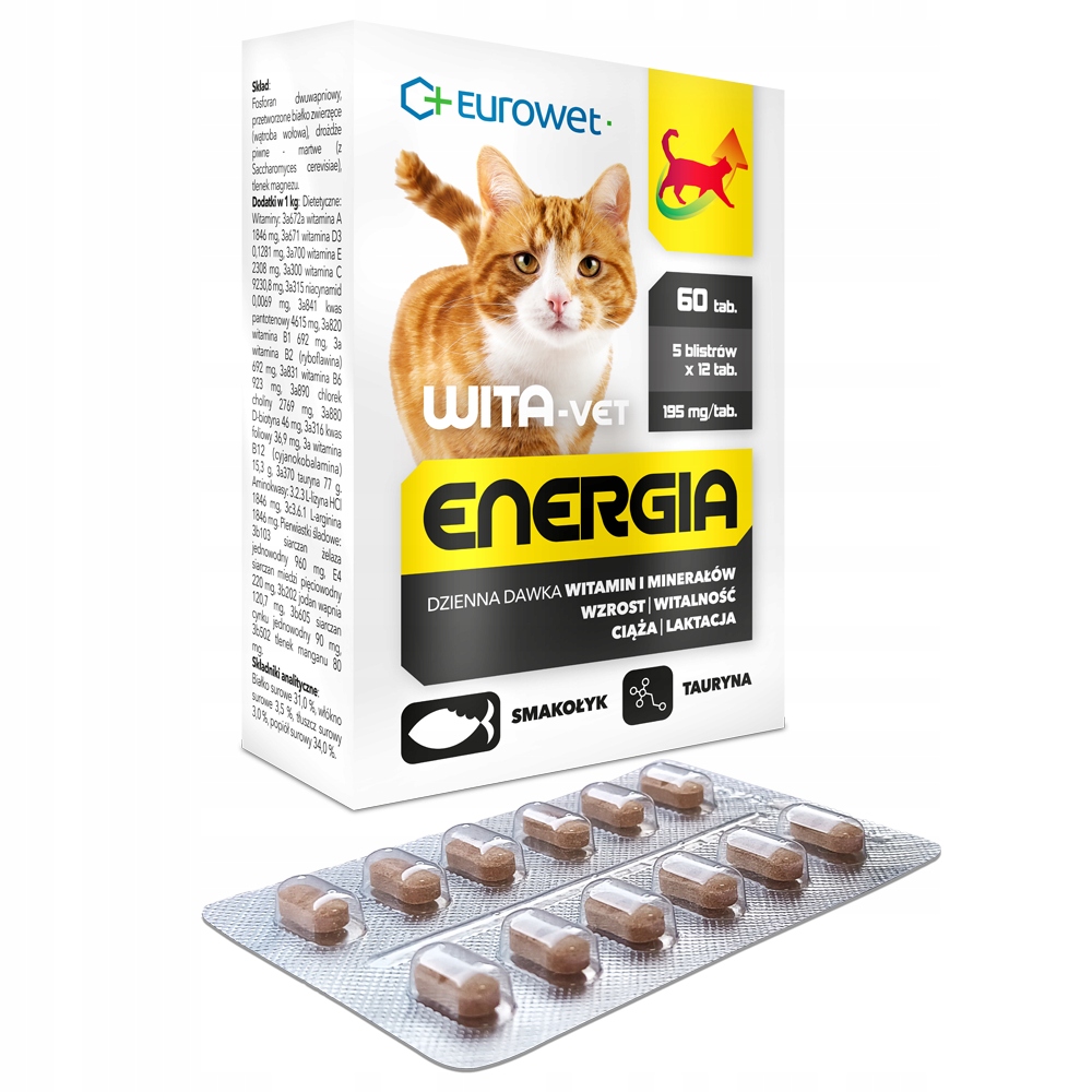 Levně Eurowet Vita-Vet Energia Tabletky pro kočky 60 tablet