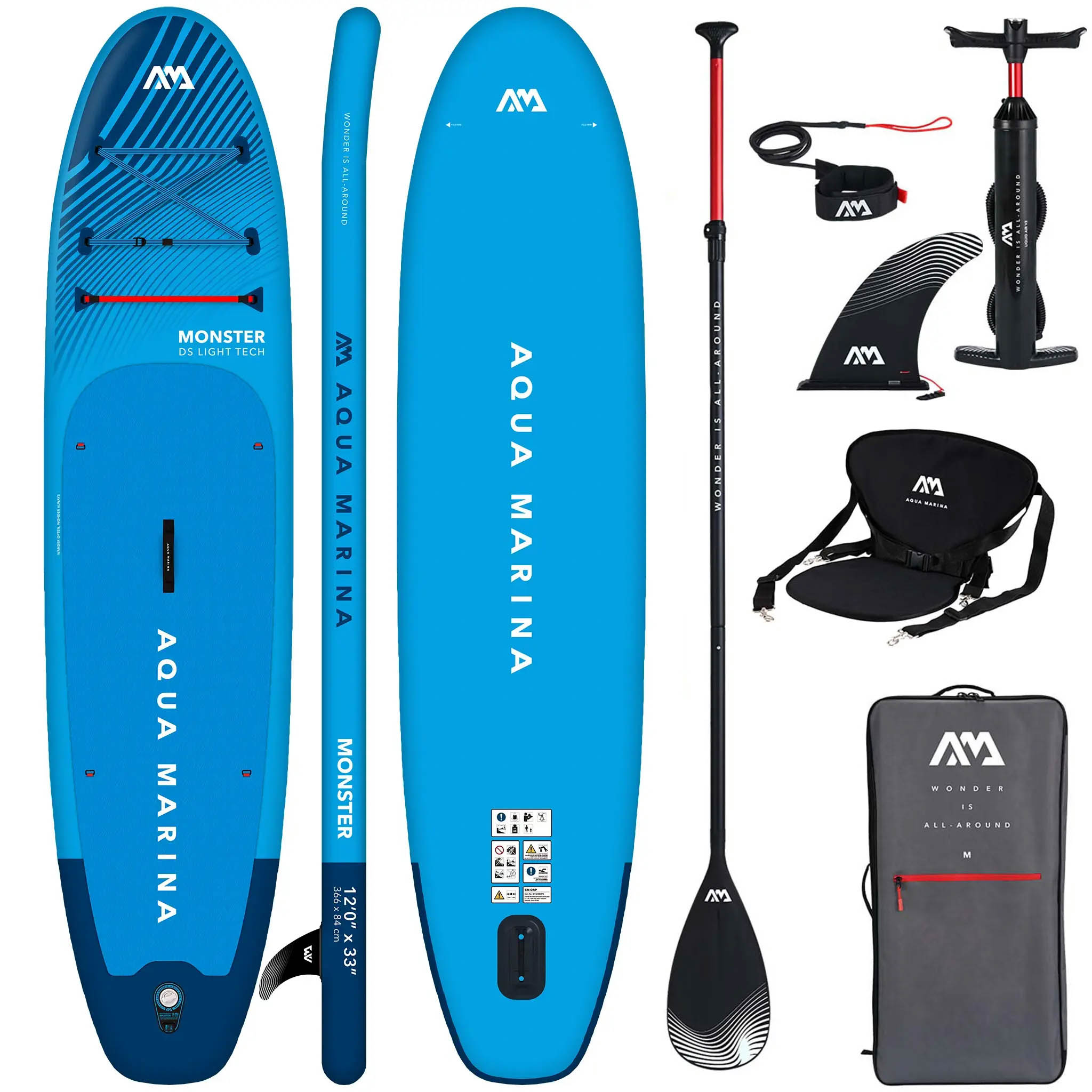 Deska Sup Aqua Marina Monster 12'0" Niebieski Siedzisko Kajakowe