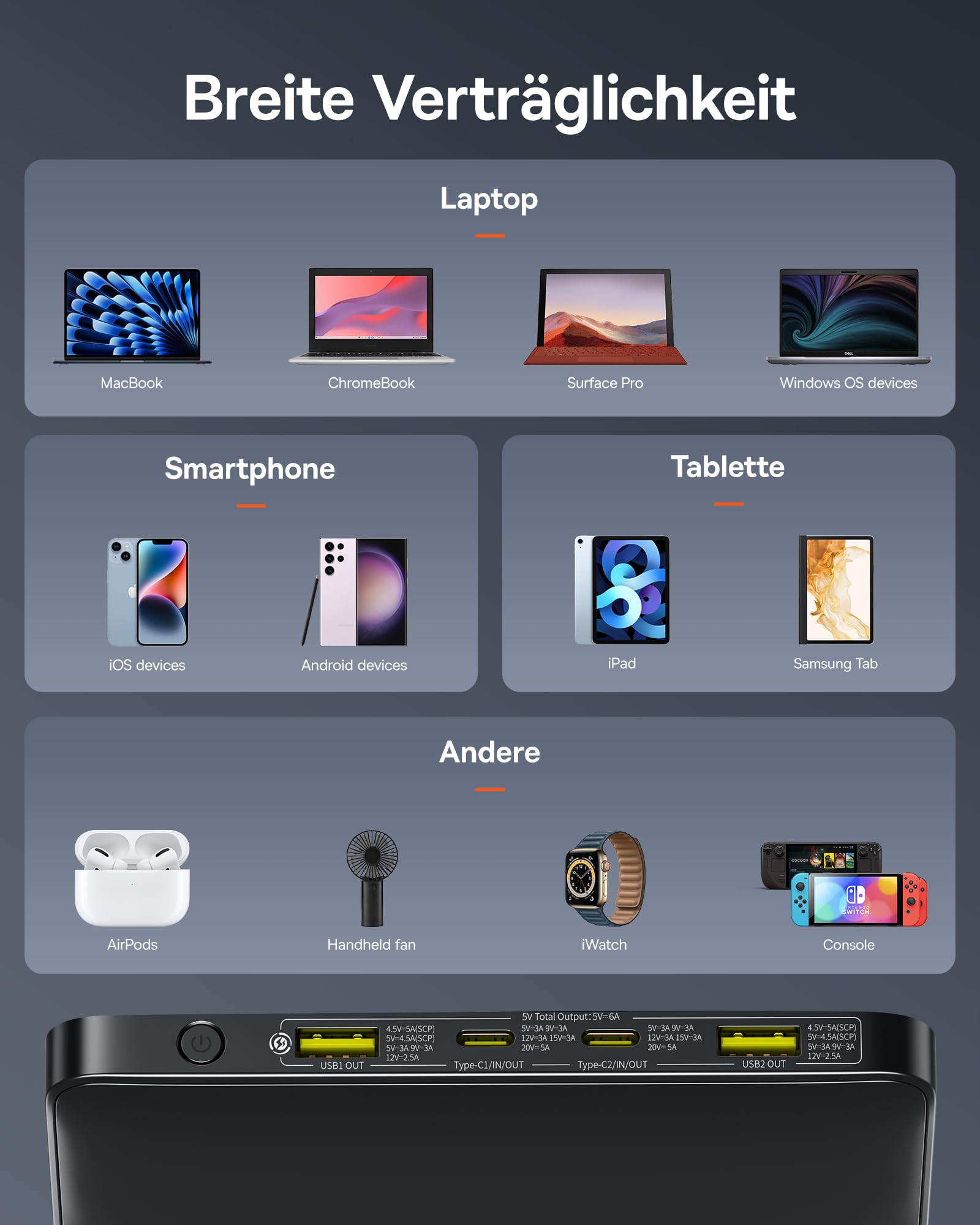 BASEUS Powerbank 20000mAh 100W PD Szybkie Ładowanie Do Laptopów iPhone — miniatura 9