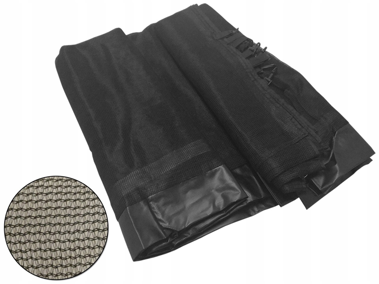 ochronna ŻYŁKOWA SIATKA DO TRAMPOLINY 12FT 366 cm 8 tuneli CZARNA