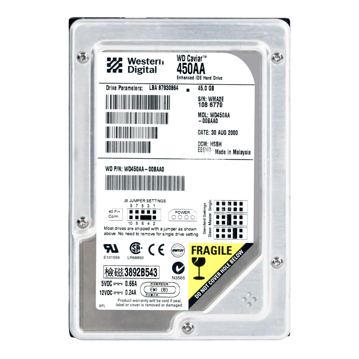 Wd Caviar 450AA 45GB 5.4K Ata 3.5'' WD450AA-00BAA0