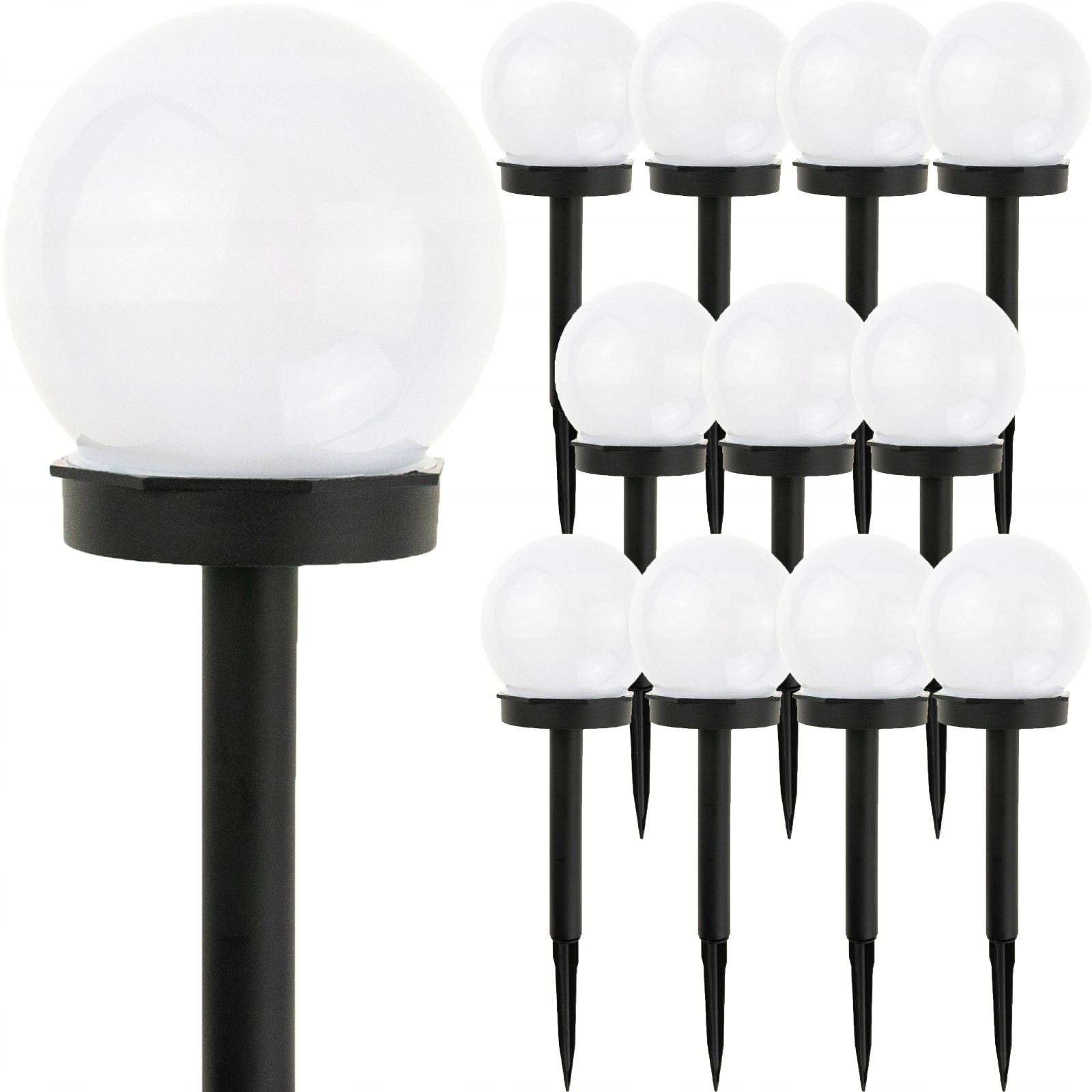 

12x Lampa ogrodowa Led Solarna Kula Biała 10 cm
