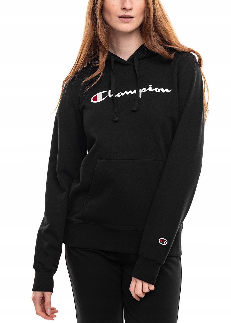 Mikina Champion Dresová s kapucí s kapucí Černá Hoodie Bavlna M