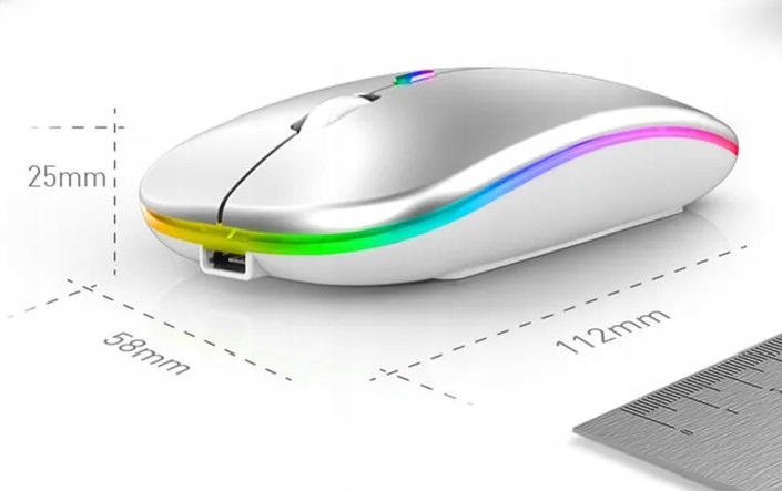 Cicha Mysz Myszka Bluetooth Bezprzewodowa Płaska Akumulatorowa Cichy Klik Interfejs USB (Radio 2.4 GHz) Bluetooth