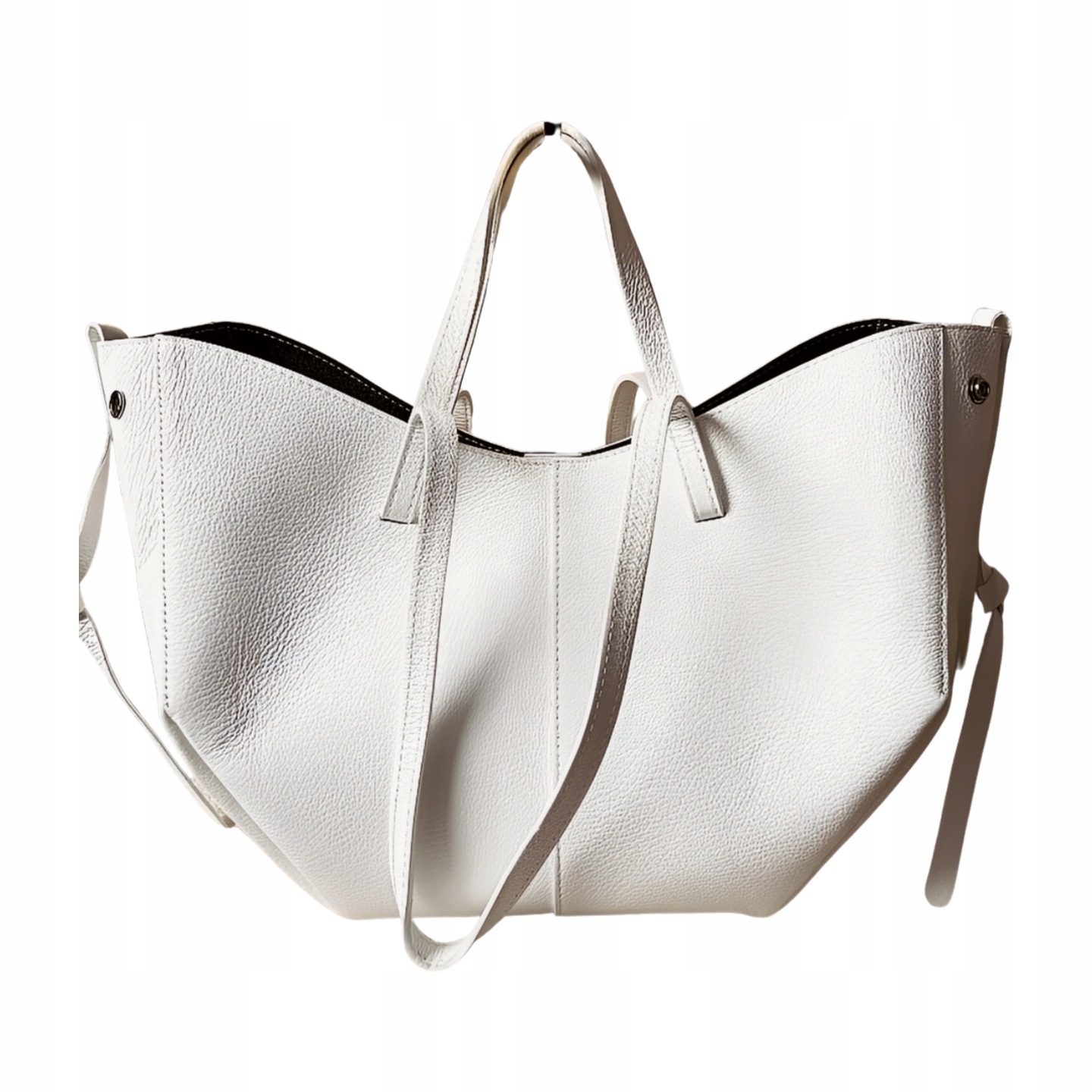 Laura Biaggi kožená kabelka shopperka bílá