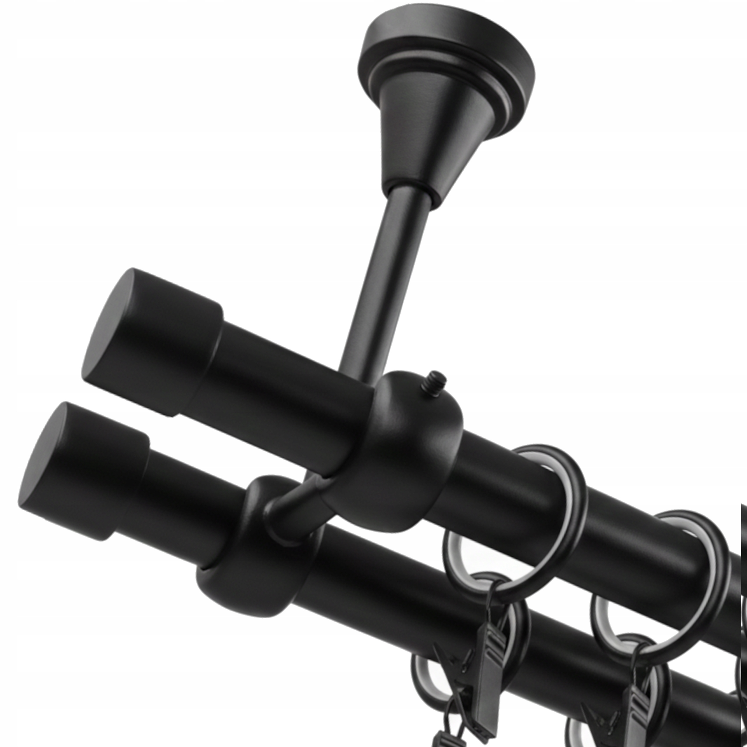 Garnýž Kovový dvojitý Záclonový 19 mm Luna Černý Mat 360 cm