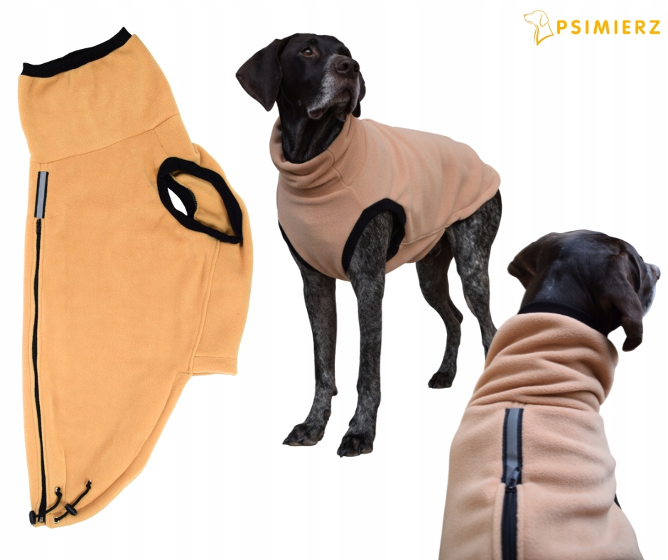 Levně Oblečení pro velkého psa XXL rozepínací fleece béžový pro dalmatina