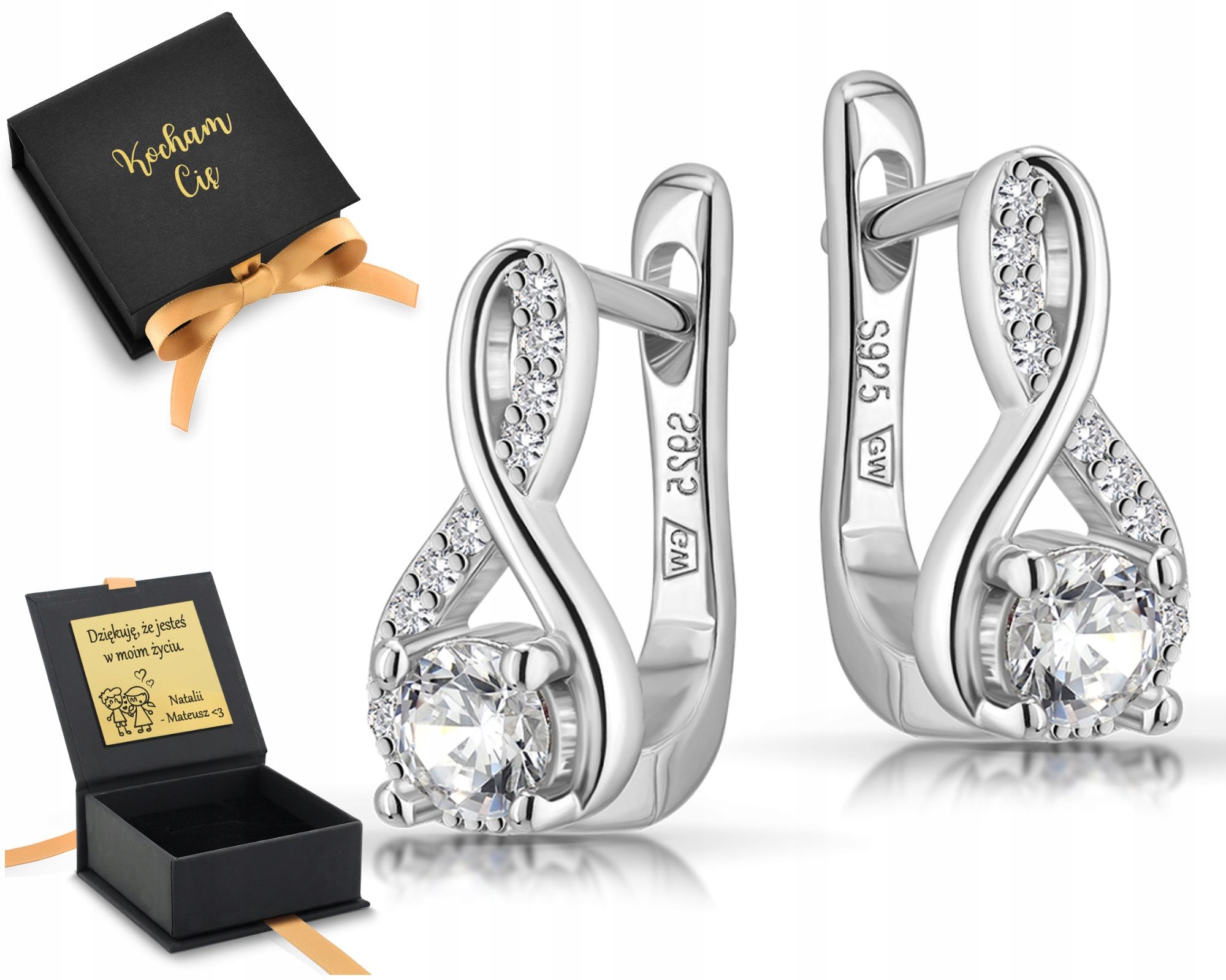 Stříbrné náušnice anglické zapínání, s kubickou zirkonií 925 gravírování