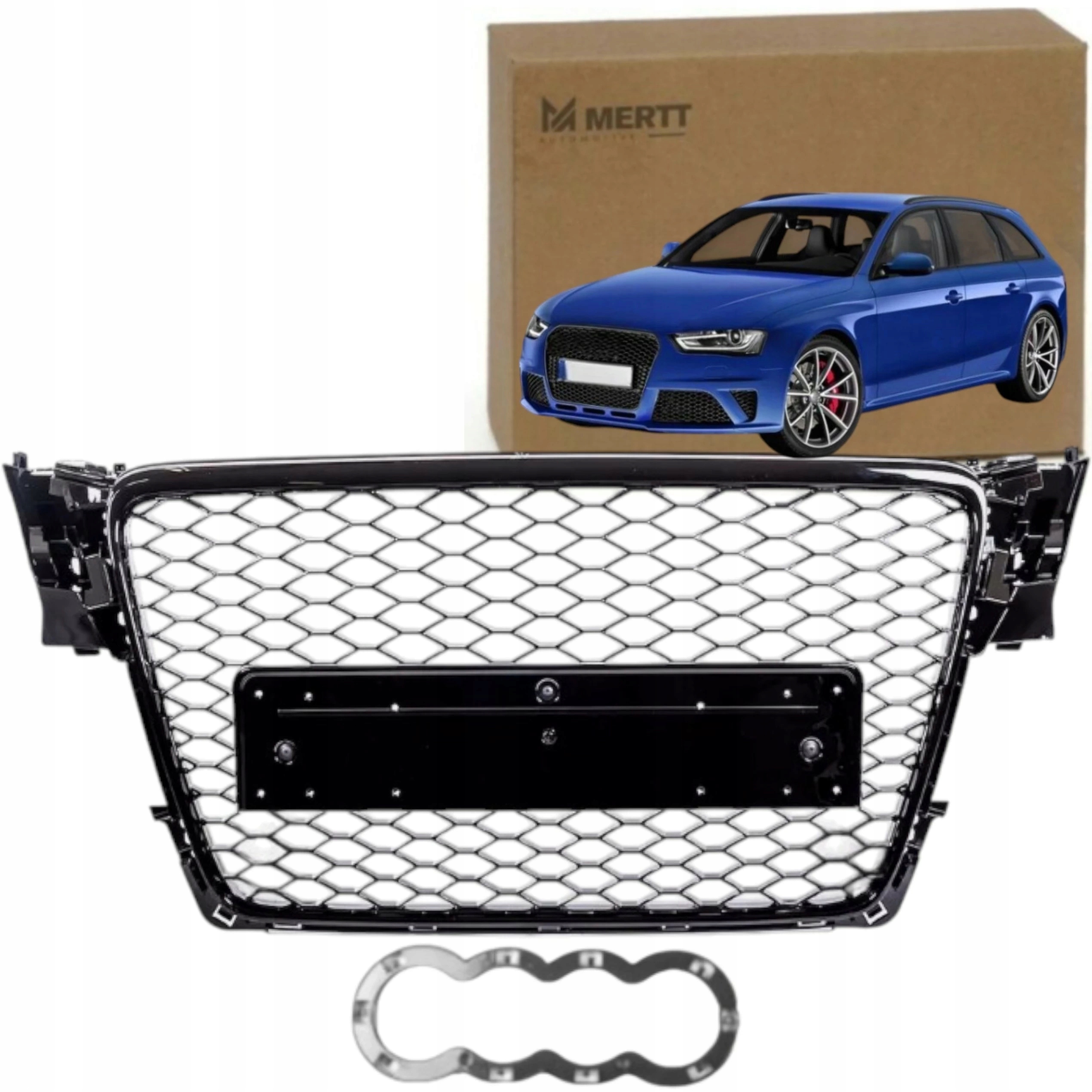 Atrapa nárazníku grilu Audi A4 B8 Lift 11-16R medová plástev Černý Lesk