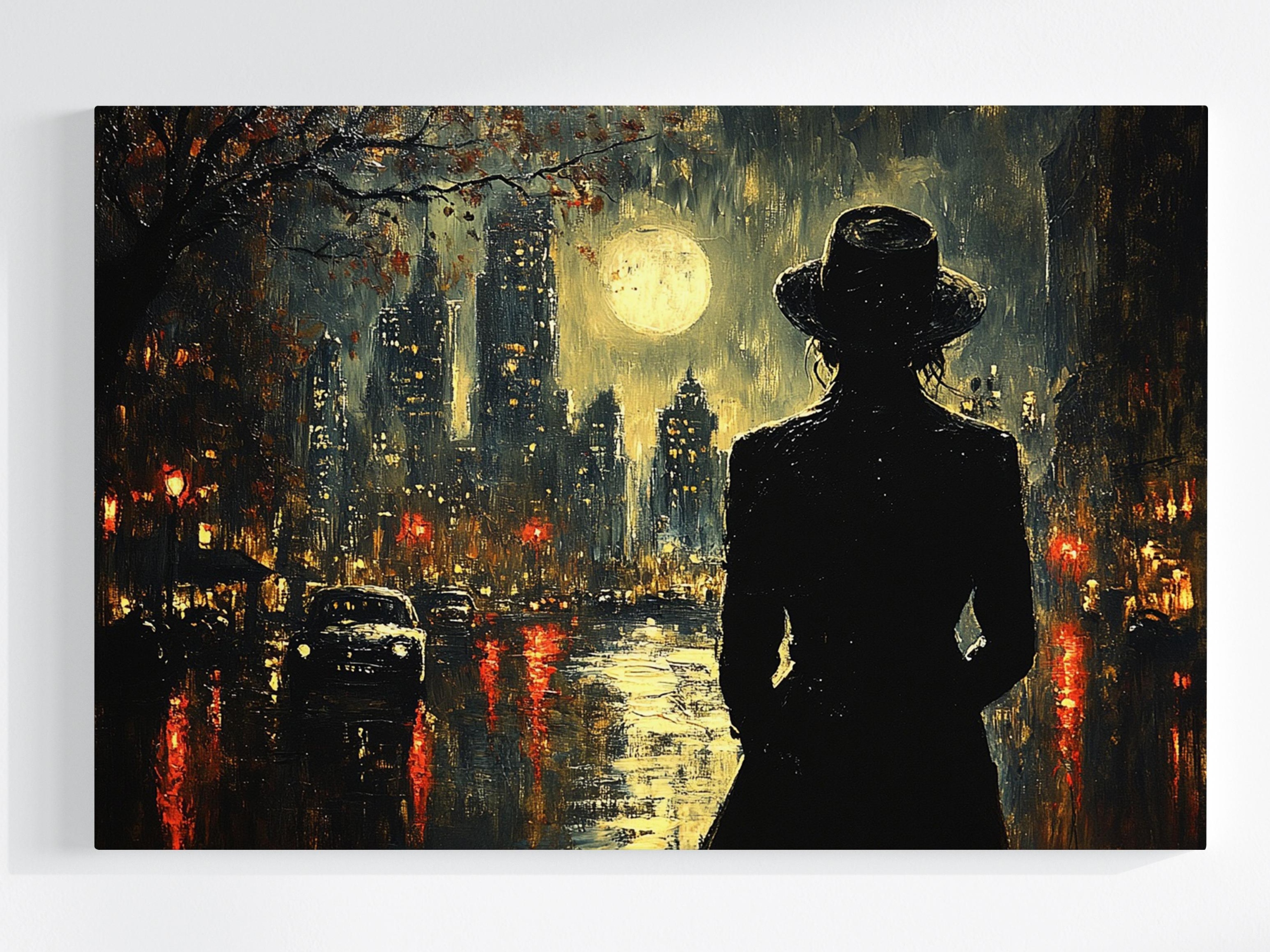 Obraz Na Plátně Canvas Noc Večer Měsíc Úplněk Město Žena 120x80