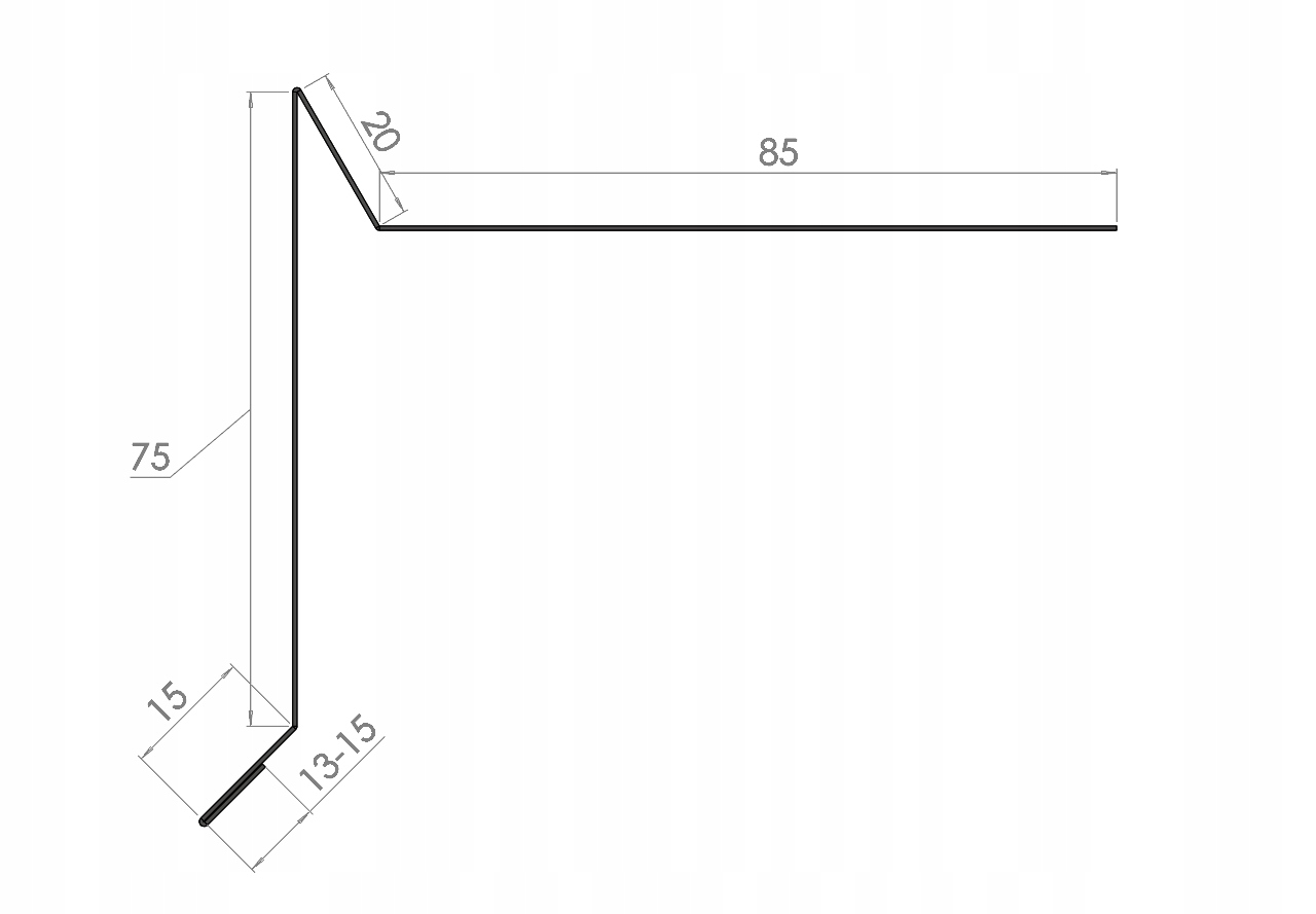 Wiatrownica mała pod gont papę grafit RAL7024 2mb Kod producenta WIAT_PAPA_GONT_MALA