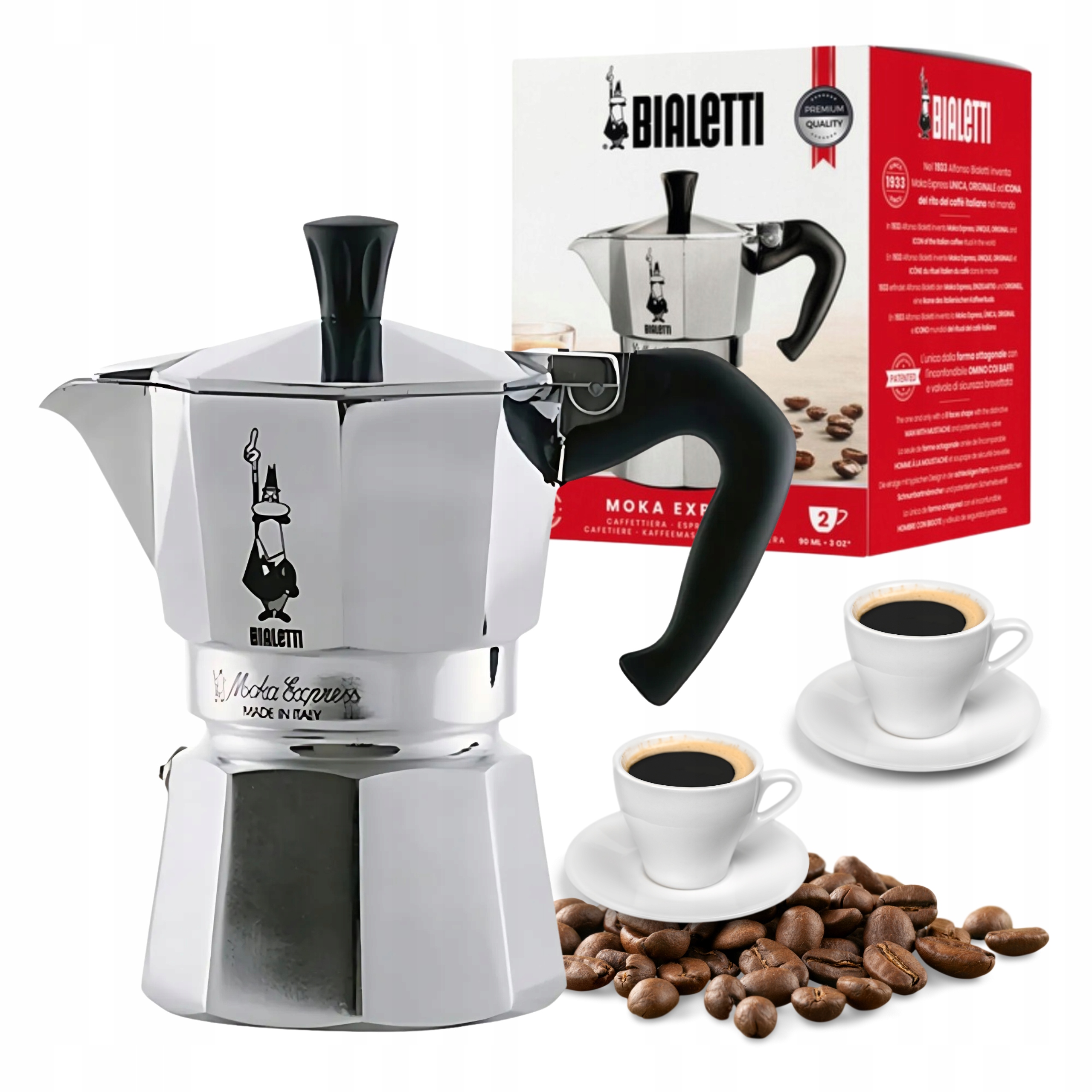 Kawiarka klasyczna Bialetti Moka Express 90 ml 2tz Srebrna