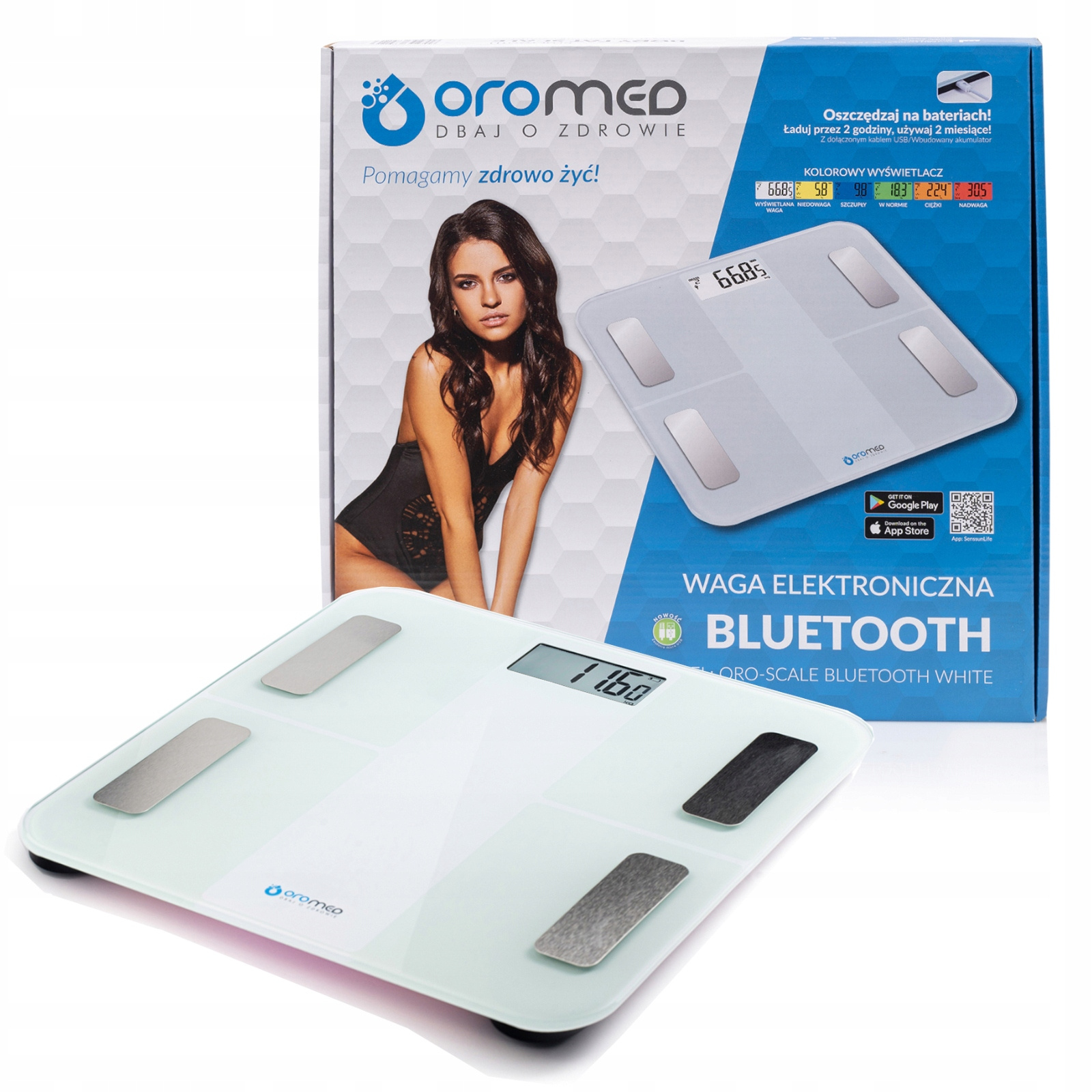 Analytická Koupelnová Váha Smart Slim 180 kg Elektronická skleněná iOS Usb