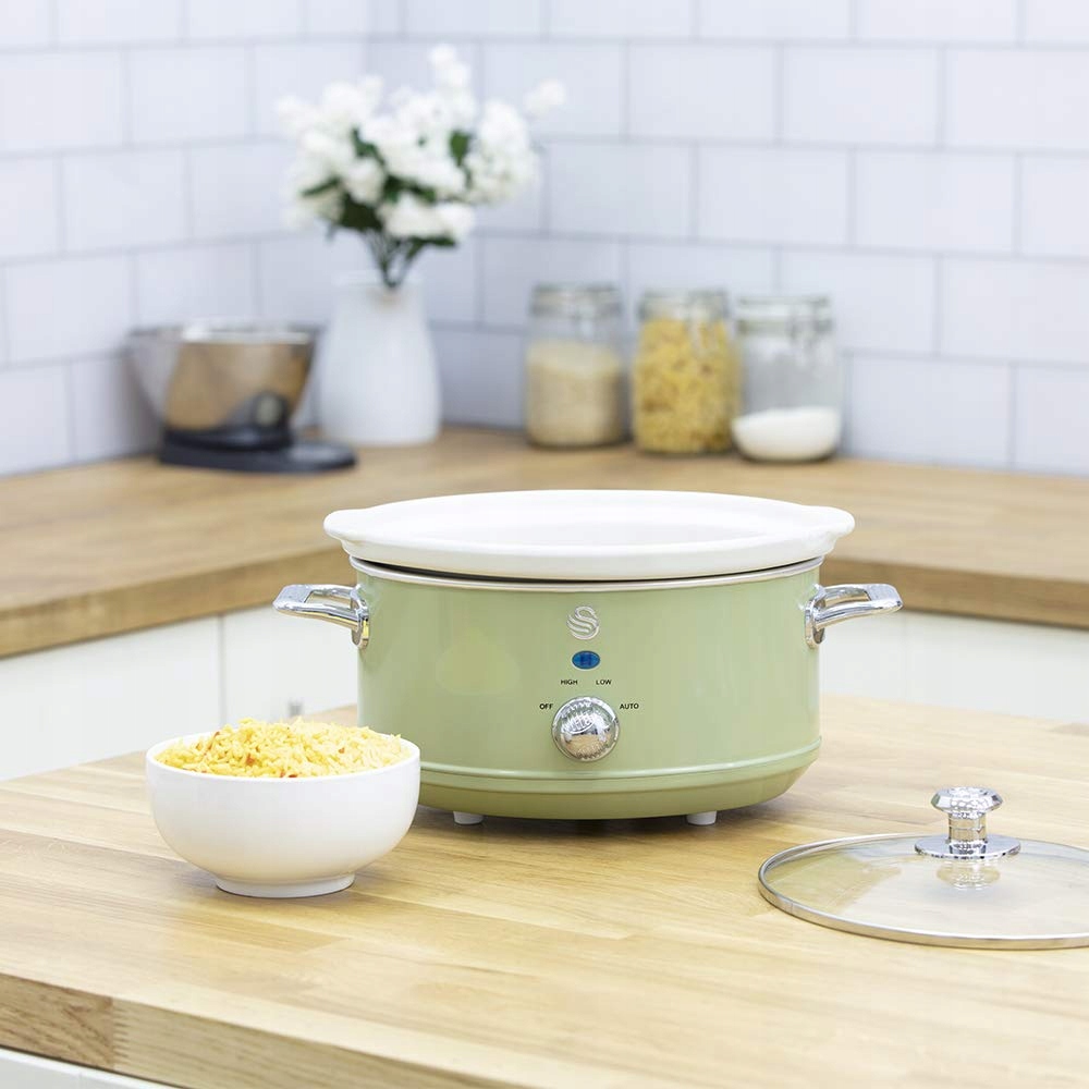 SWAN Retro Wolnowar 3,5L Zielony 200W Ceramiczny Pojemnik 3 Temperatury — miniatura 4
