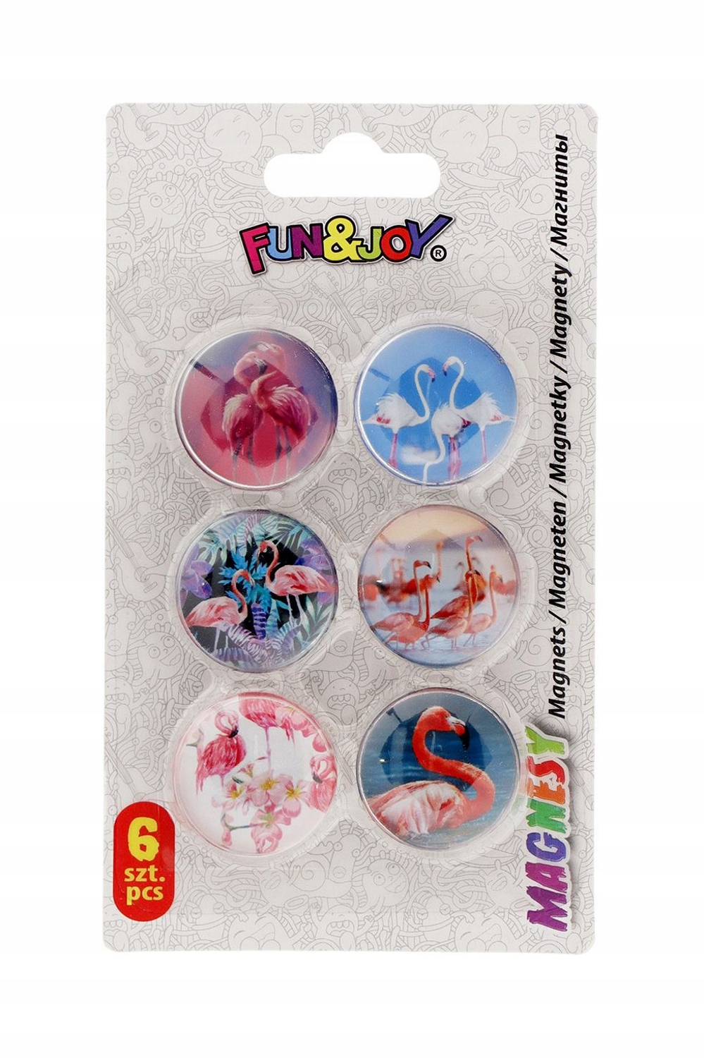 

Magnesy okrągłe wypukłe 30 mm 6 szt. Flamingi