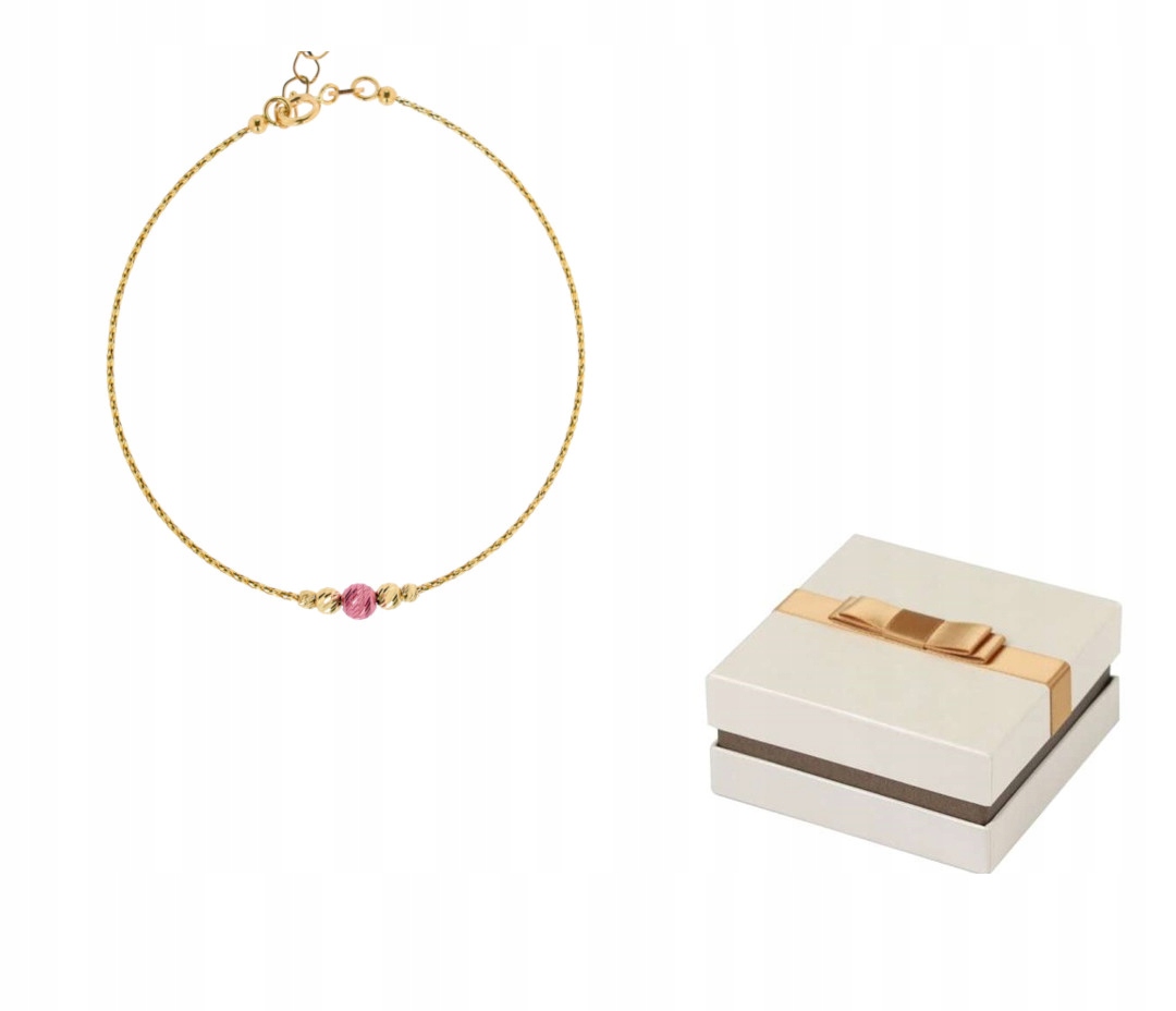 Zlato 585 Zlatý náramek Pevný s kuličkami 14 karátů BZ162