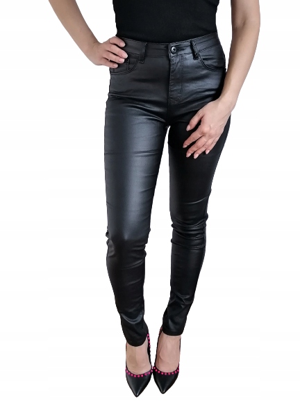 Spodnie Woskowane rurki Skóra Czarne W1 42 / XL Materiał dominujący skóra ekologiczna