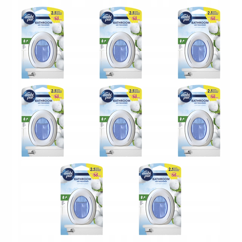 AmbiPur Bathroom 2v1 Cotton Flower, neelektrický osvěžovač vzduchu X8