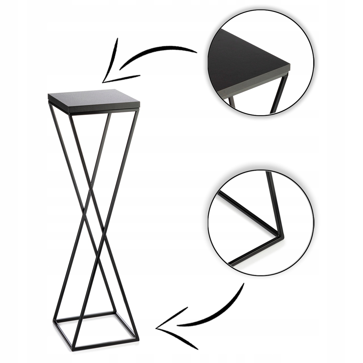 CZARNY KWIETNIK INDUSTRIALNY OGRÓD TARAS 70 cm Materiał wykonania metal