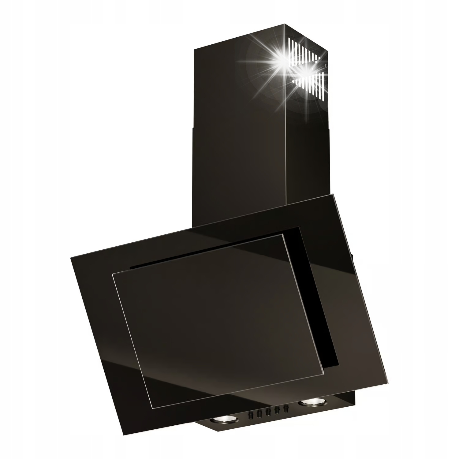 Okap kuchenny kominowy Maan Vertical Duo Glass 60 cm Czarny Przyścienny