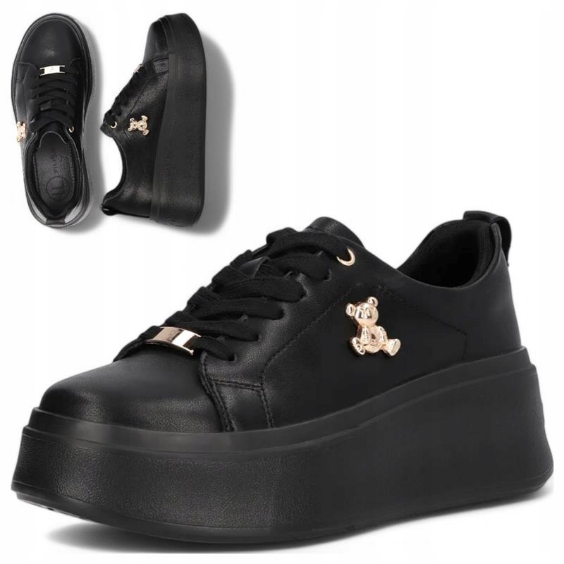 Dámské kožené polobotky 37 Černé tenisky na platformě, pohodlné Filippo