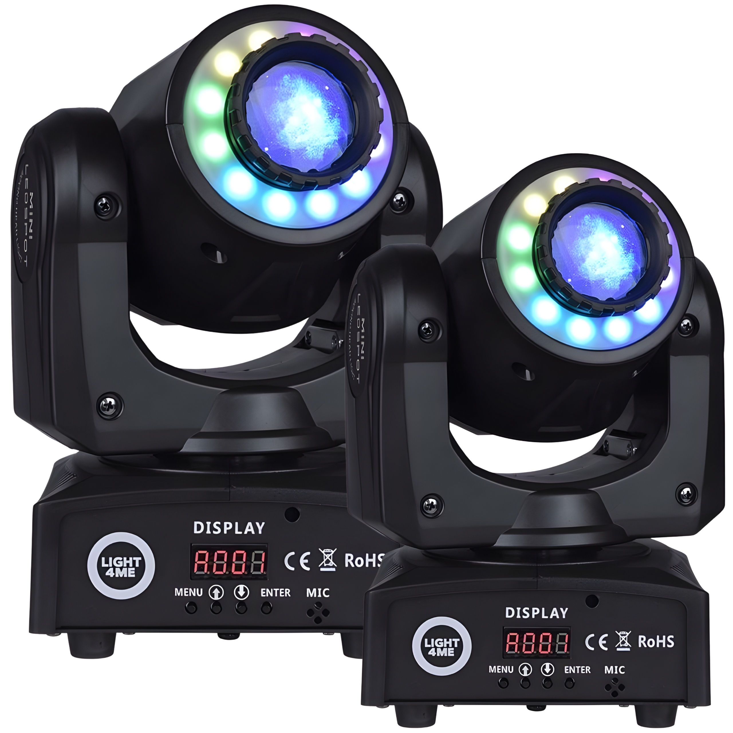 2x Pohyblivá Hlava Led Reflektor LIGHT4ME 30 Spot Ring 12 Diod Rgb