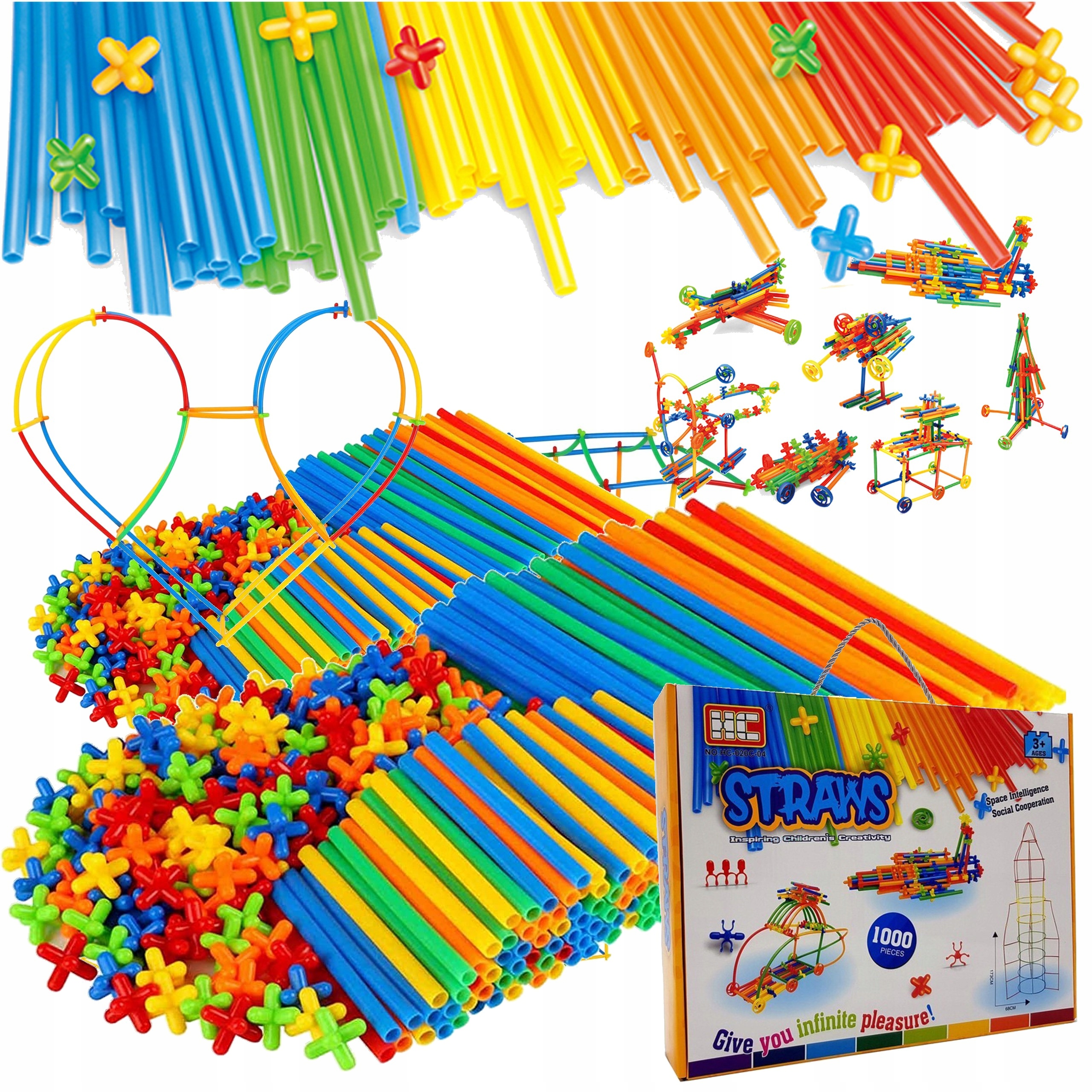 

Klocki konstrukcyjne słomki rurki patyczki 1000 el