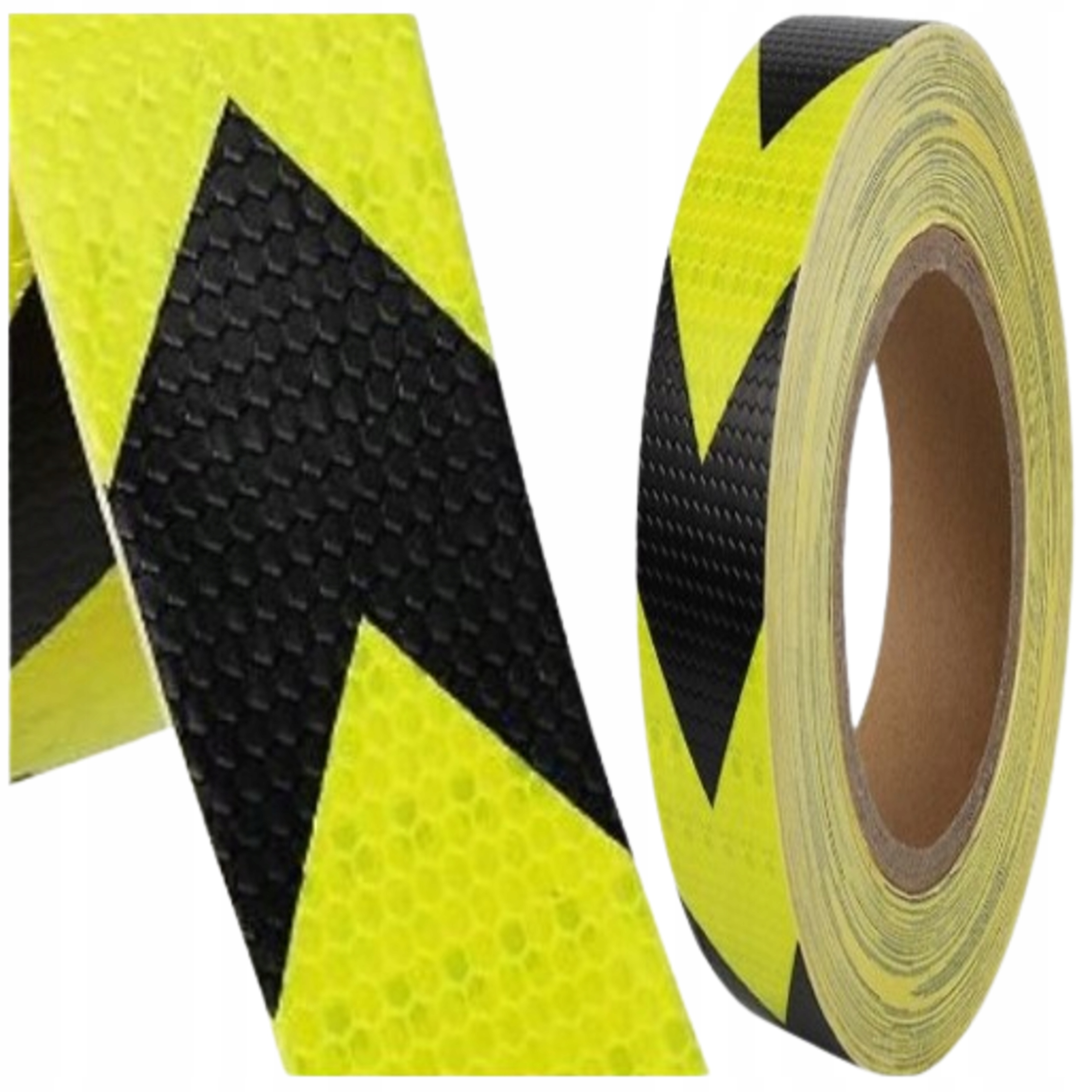 TAŚMA ODBLASKOWA KIERUNKOWA ŻÓŁTO CZARNA 50MM 5M samoprzylepna na tiry