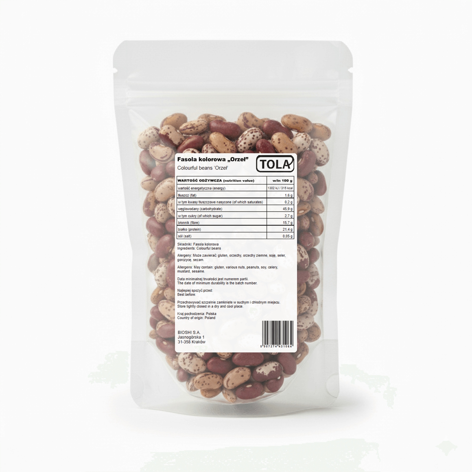 Levně Barevné fazole Orel 5 kg – do pokrmů a polévek, vysoká kvalita Tola