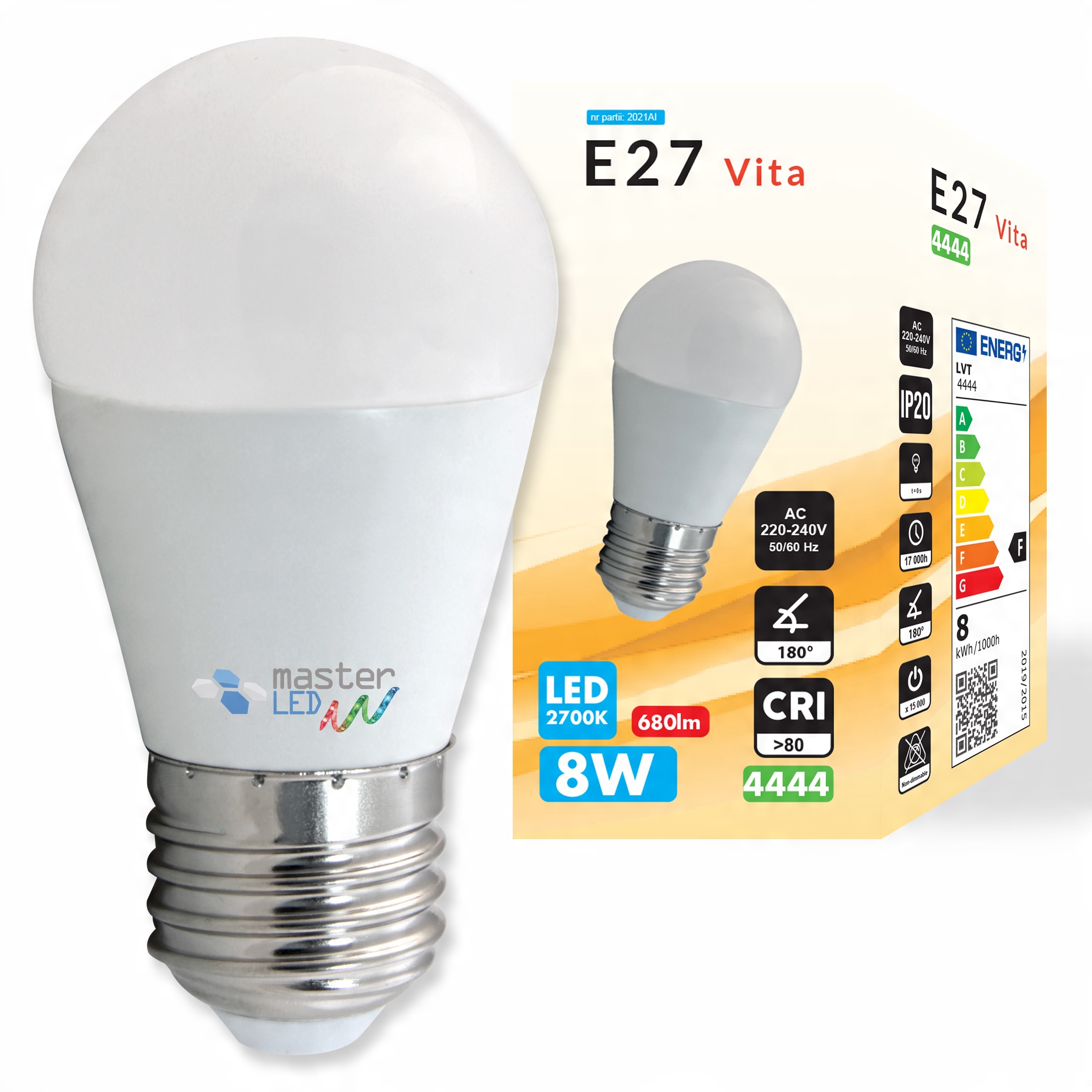 

Żarówka Led E27 2835 Smd 800lm 8W kula G45 230V