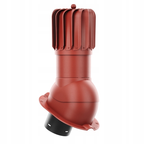 Rotačný krb Rotoline pre plechovú krytinu M fi 150 mm, podlhovastý, červený