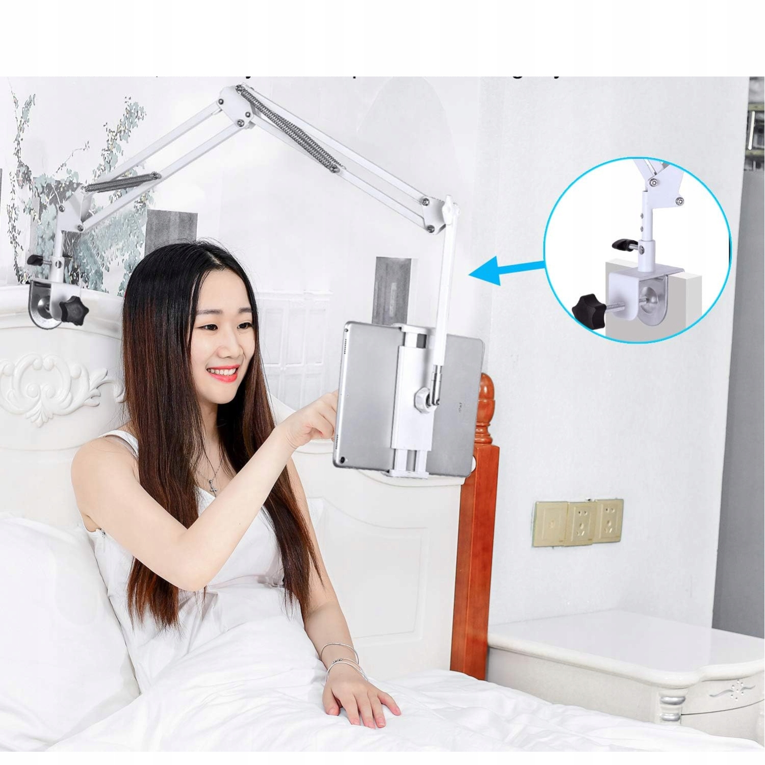 REGULOWANY uchwyt na tablet telefon od 4,5-12,9 cala OBROTOWY Biały Marka Inna