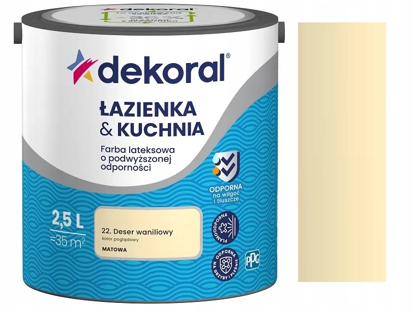 Farba Dekoral Łazienka I Kuchnia Deser Waniliowy 2,5L