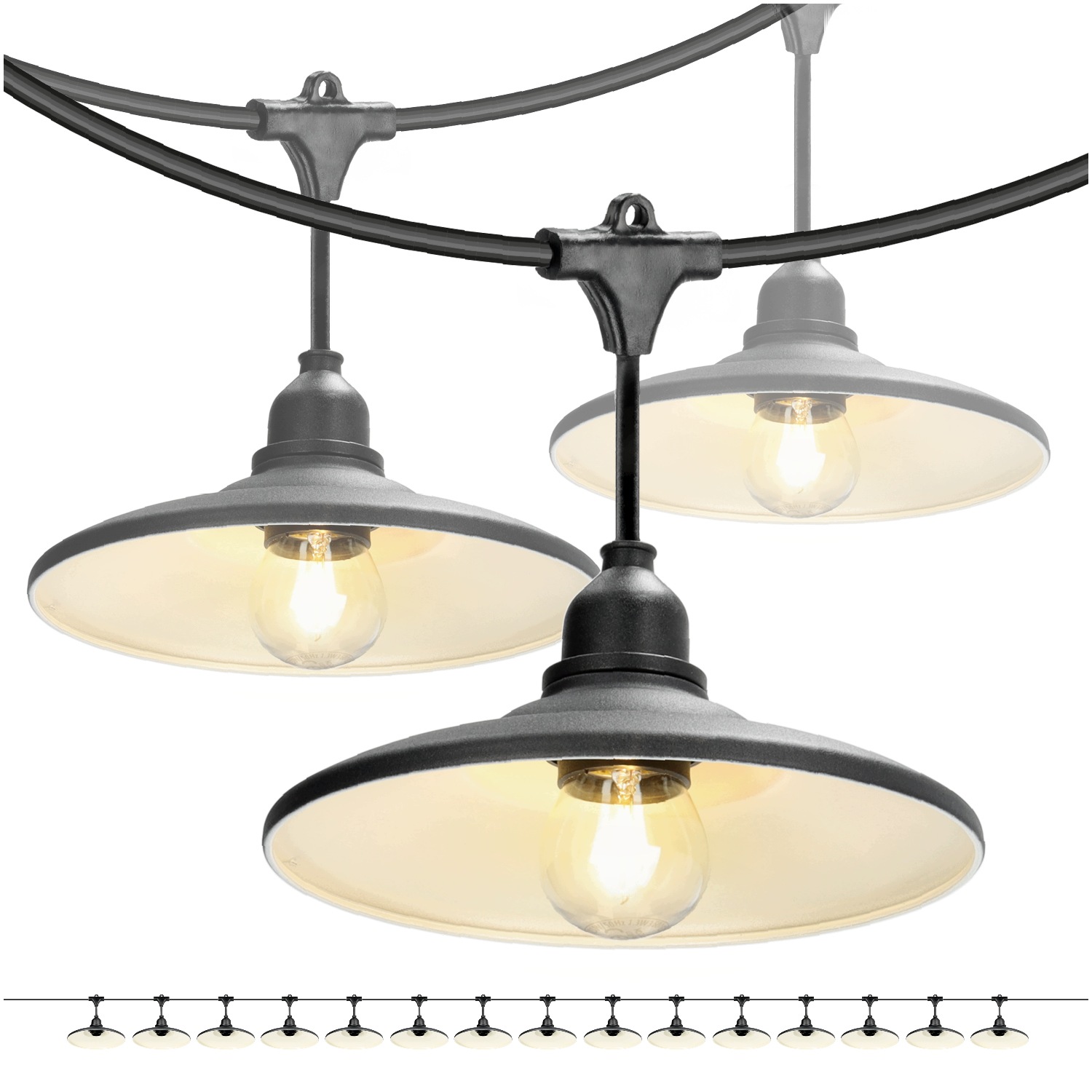 Girlanda Crete zahradní 15 m kabel 10 m, 15 x E27, IP44, stínidla M2 Kobi