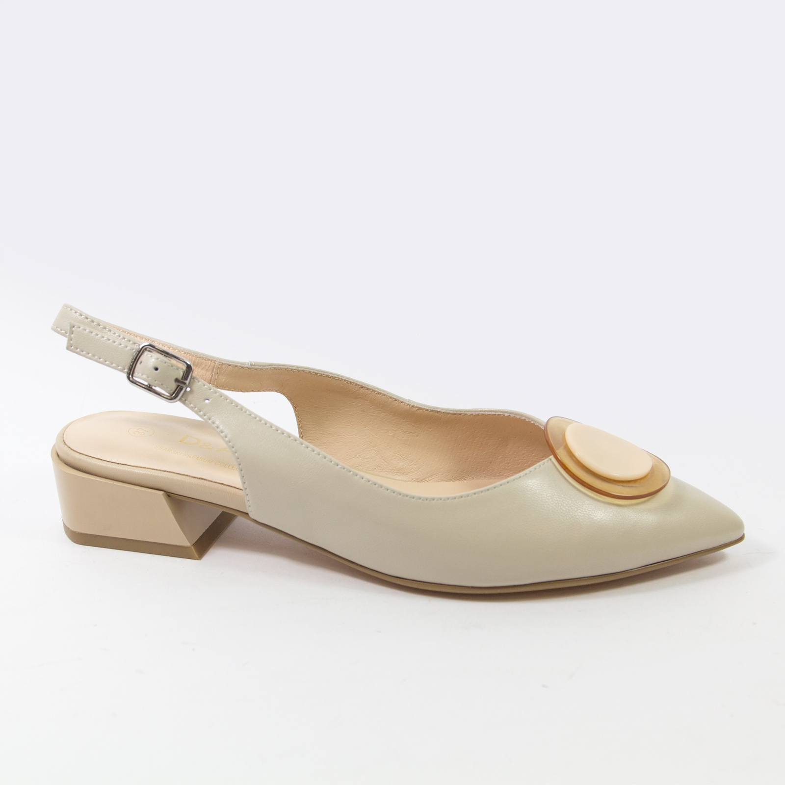 Béžové lodičky bez podpatku S.Barski CR51-012 kožená kostka elegantní vel. 37