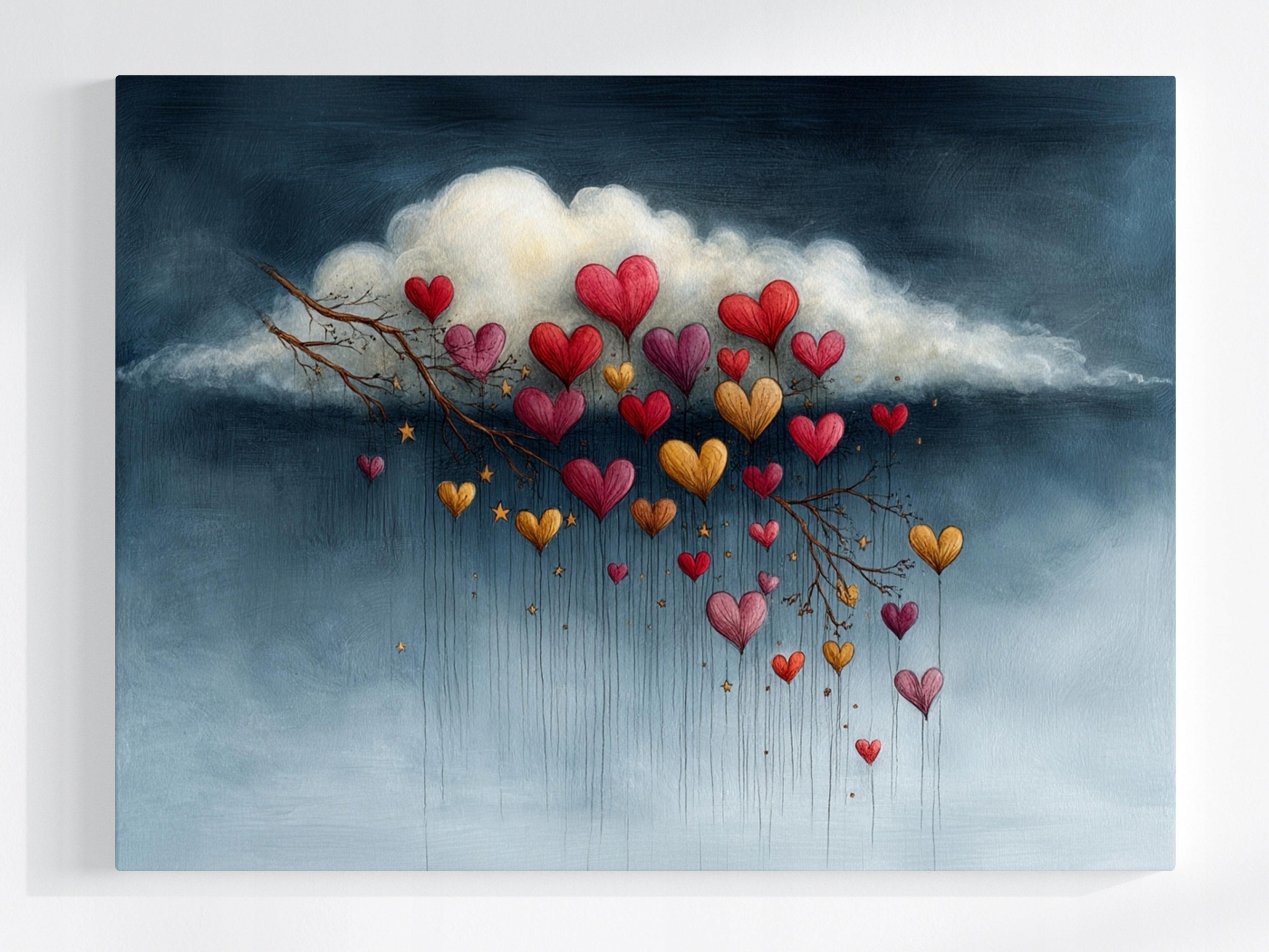 Obraz Na Plátně Canvas Barevné Srdce Nebe Déšť Láska Love 80x60