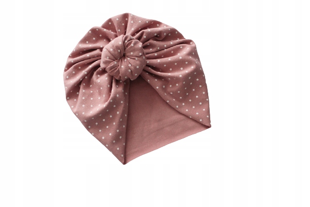 

Czapka turban kropki brudny róż Lekki supeł 34-36