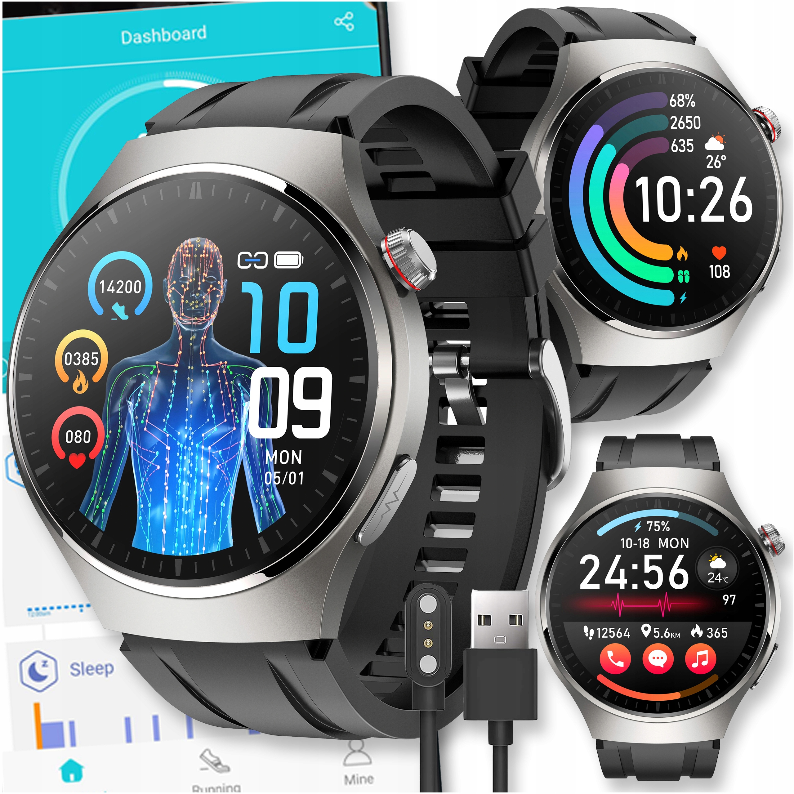 Smartband Band Smartwatch Náramok Hodinky Amoled SP02 Bluetooth 5ATM Silver