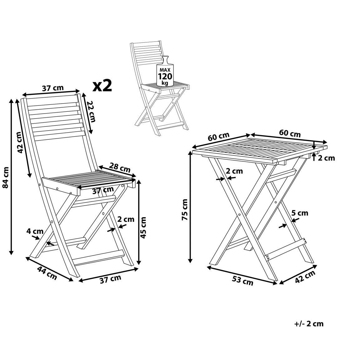ZESTAW MEBLI OGRODOWYCH MEBLE STÓŁ KOMPLET BALKON Styl nowoczesny