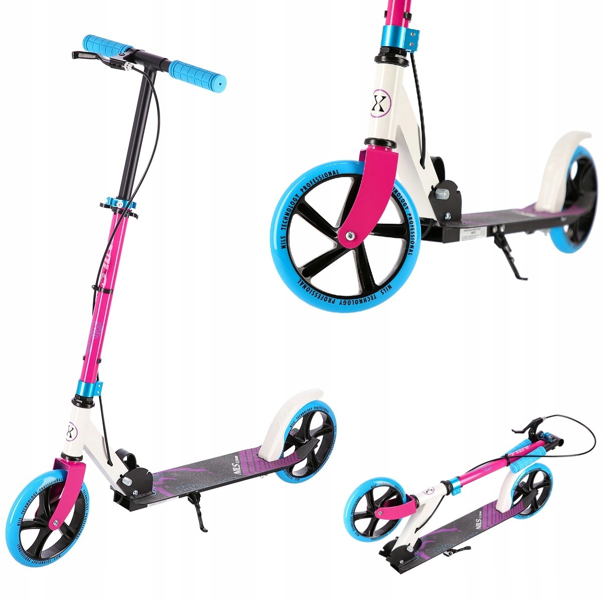 Hulajnoga dla Dzieci Lekka Miejska Składana Regulowana Duże Koła 200mm Nils