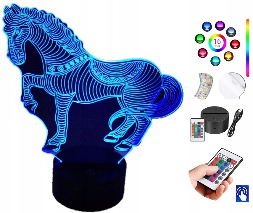 

Lampka Nocna Koń Jeździectwo Konne Rgb Led Plexido