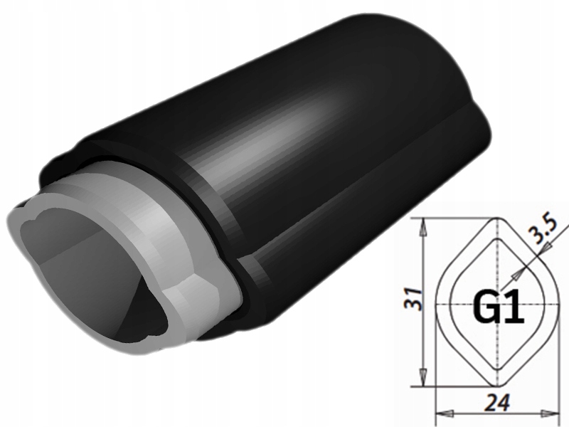 RURA WAŁU WOM RURA PROFILOWANA Cytryna profilowa wałka 23,5x31 G1 - 100 cm Numer katalogowy części RP-G1