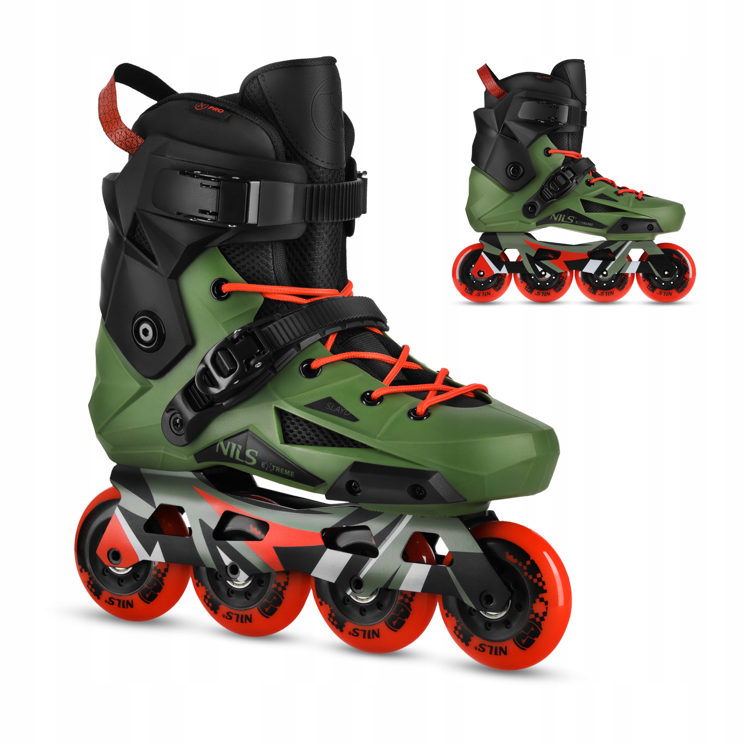 Kolečkové Brusle zelené slalomové 80 mm ABEC-9 Carbon vel 46 Nils Extreme