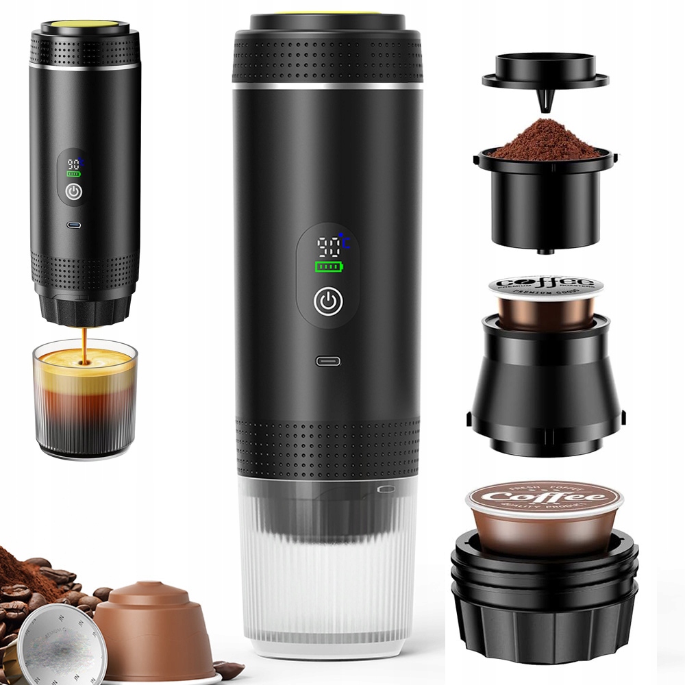Přenosný Kávovar 72W 3V1 Turistický Bezdrátový Automobilový