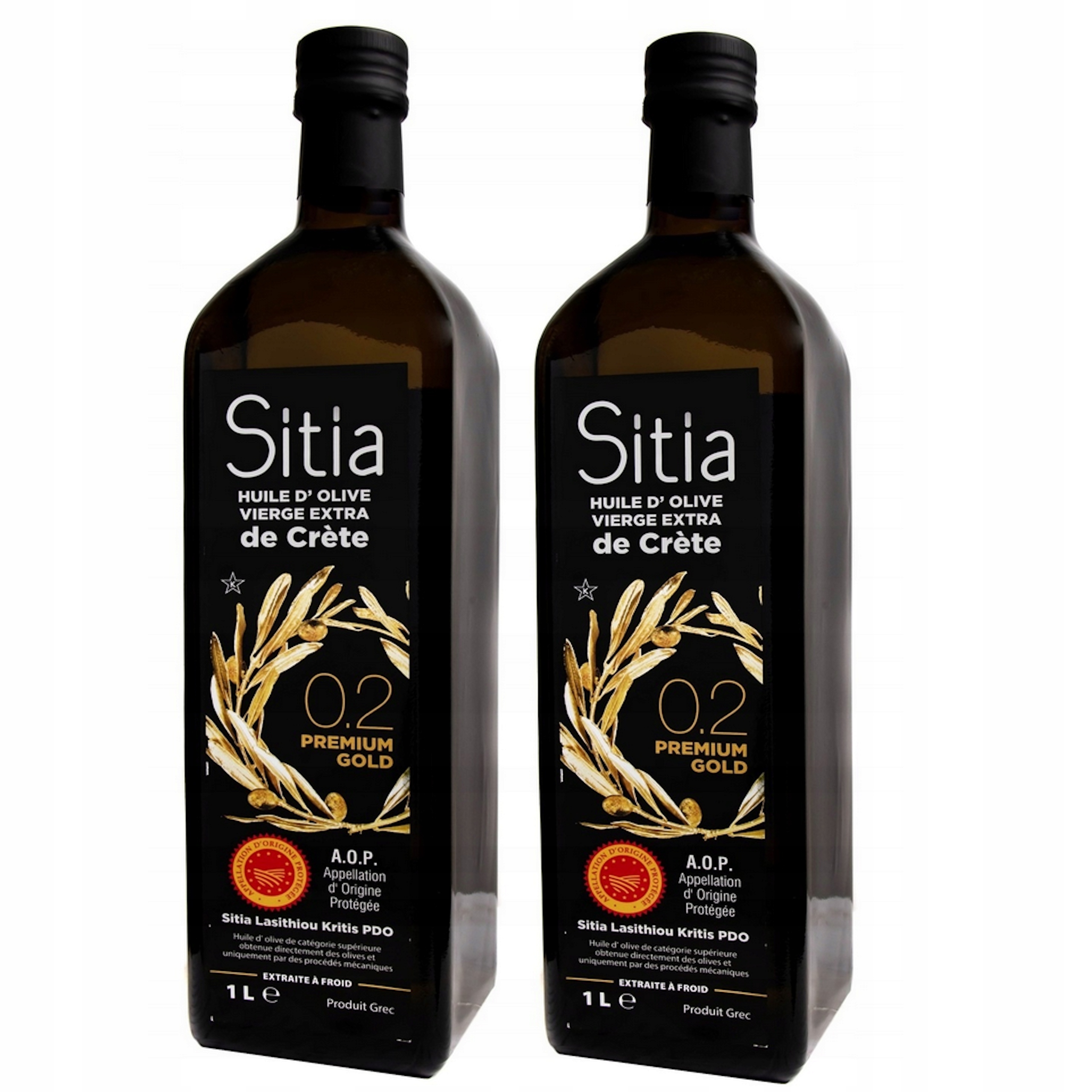 Levně Řecký extra panenský olivový olej Sitia 0,2% skleněná láhev 2x1L Sada