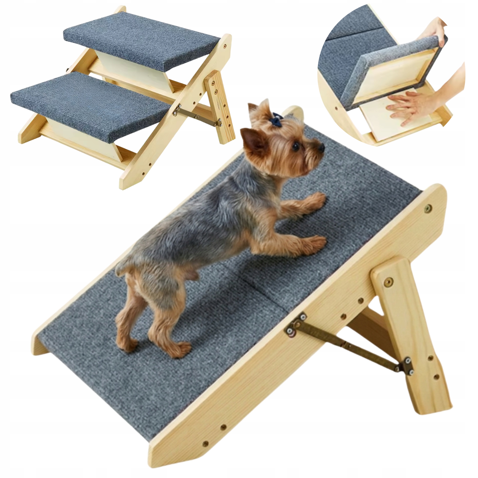 Rampa Pro Psa Schůdky 2v1 Schody Plošina Stupně 33 CM Stabilní Dřevěná