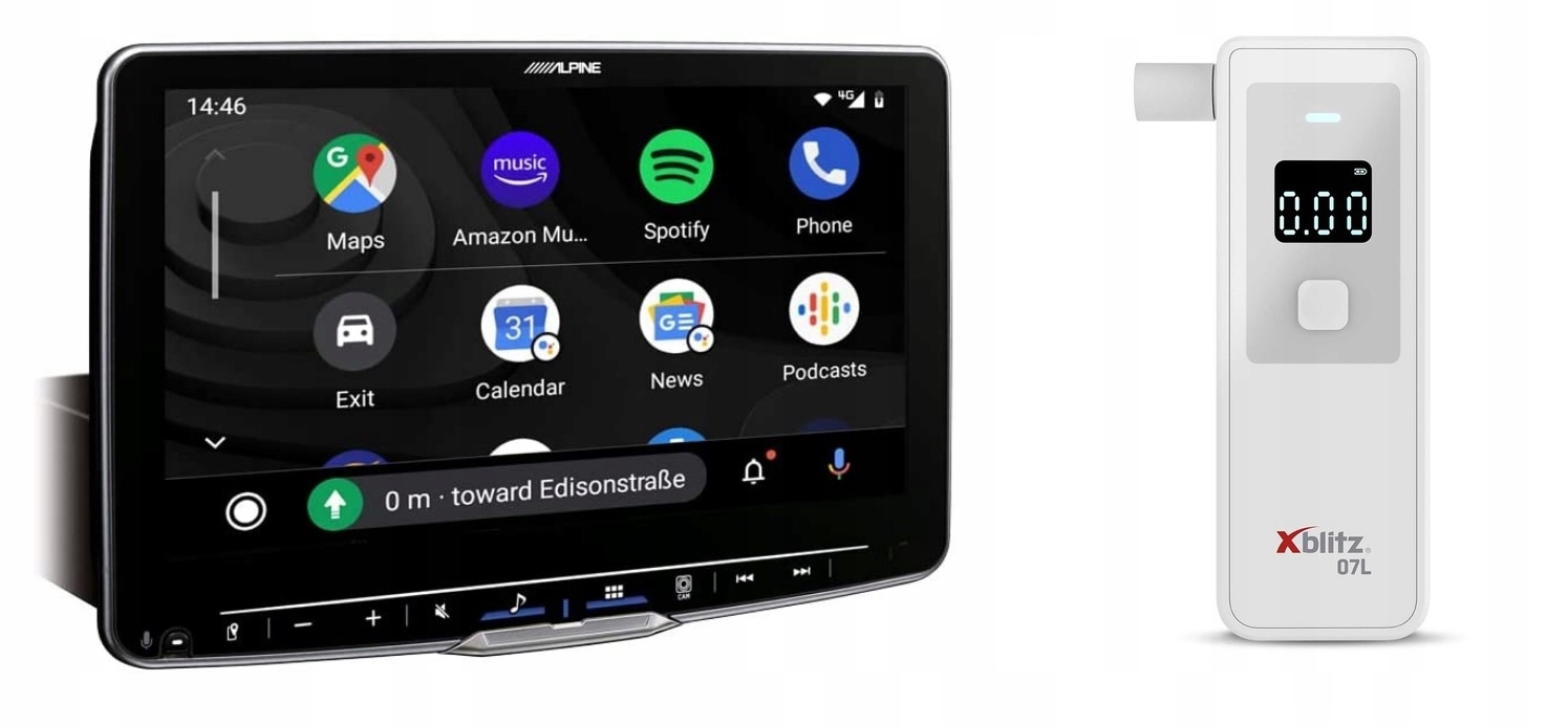 Autorádio iPhone CarPlay Android Wi-Fi Alkohol Tester Alpine ILX-F905D