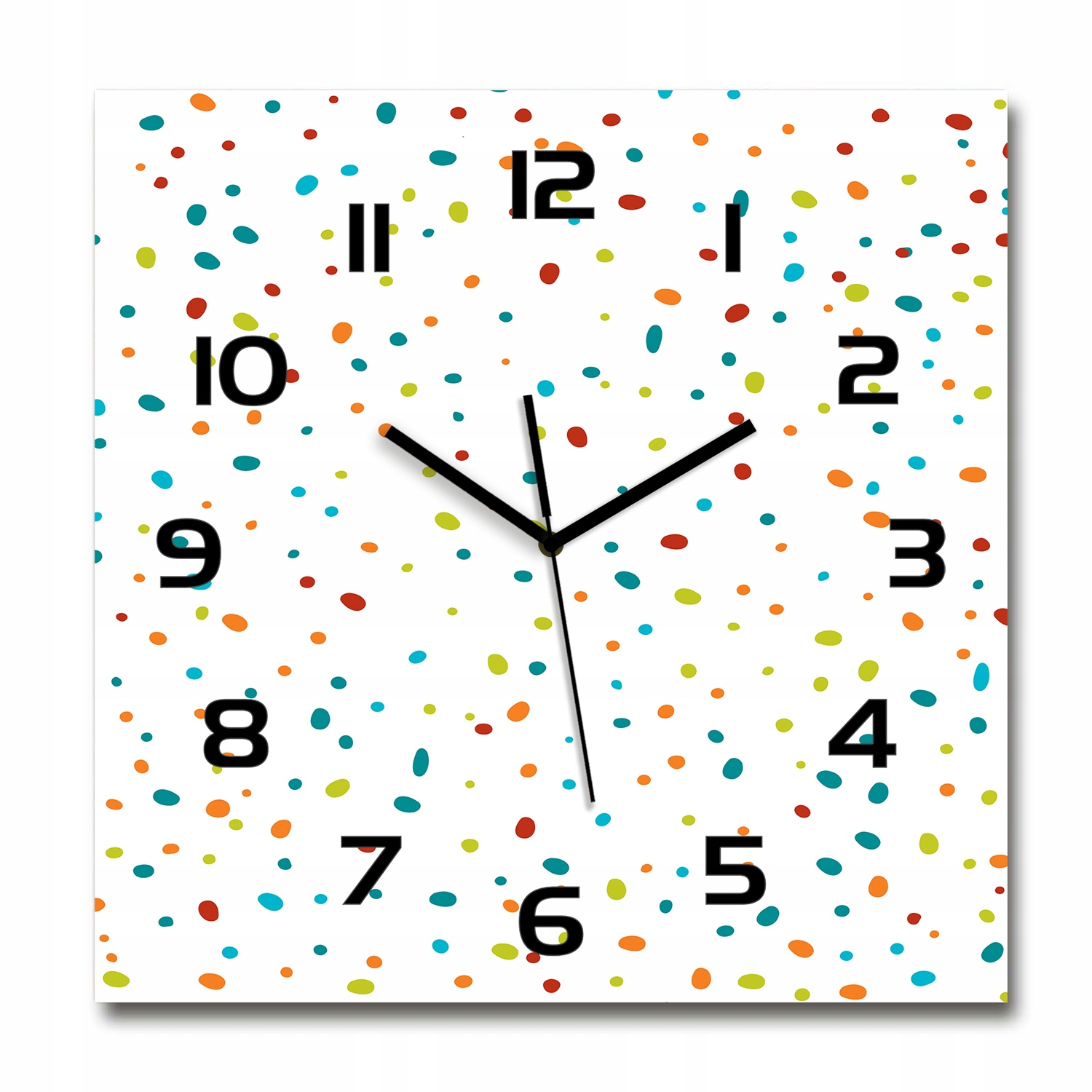 Sklenený veľký závesný hodinový stroj Farebné bodky 60x60 cm